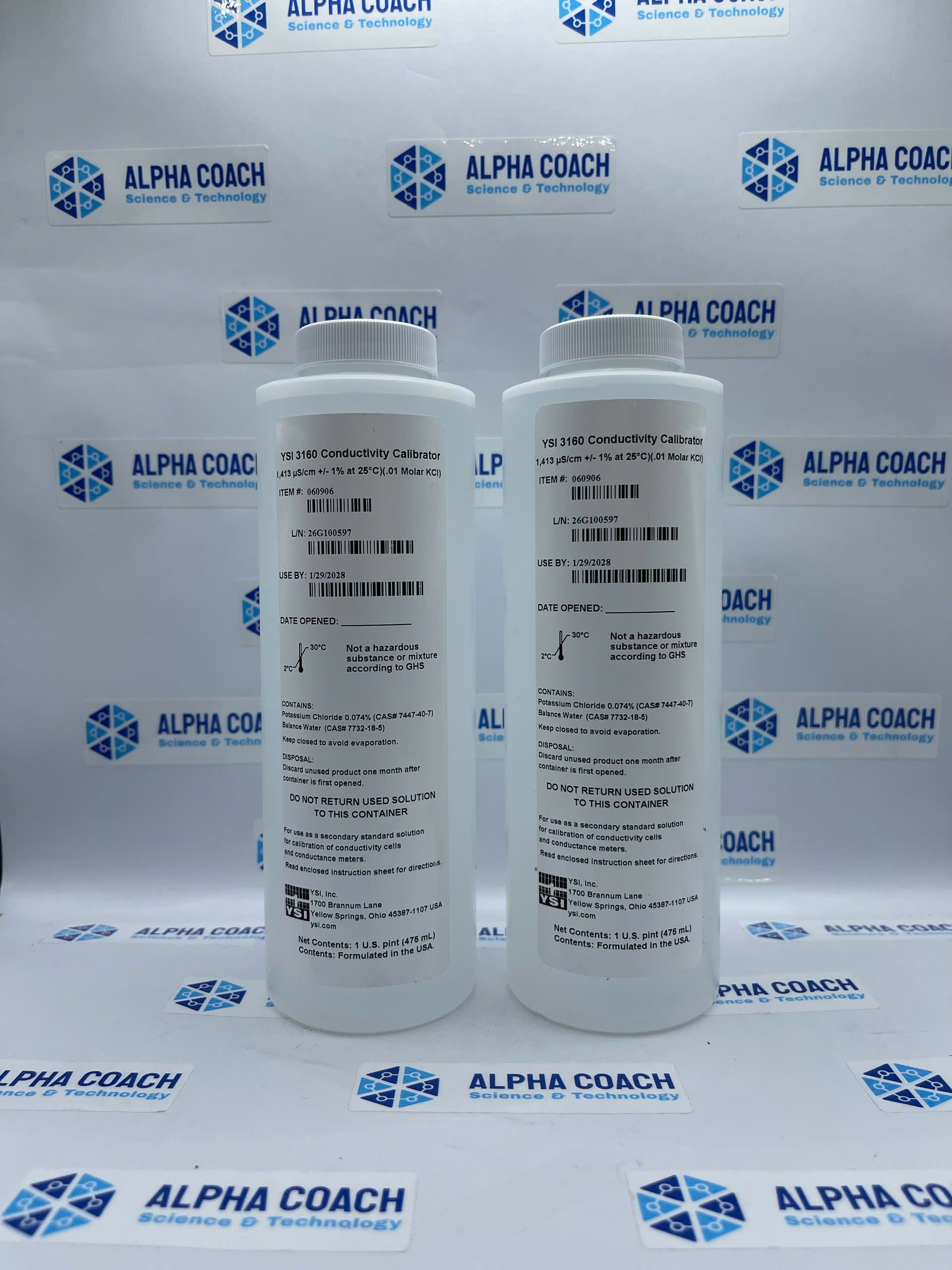 Bộ dung dịch chuẩn độ dẫn điện, Chai 500ml, 8 Chai/bộ, Hãng YSI, Mỹ