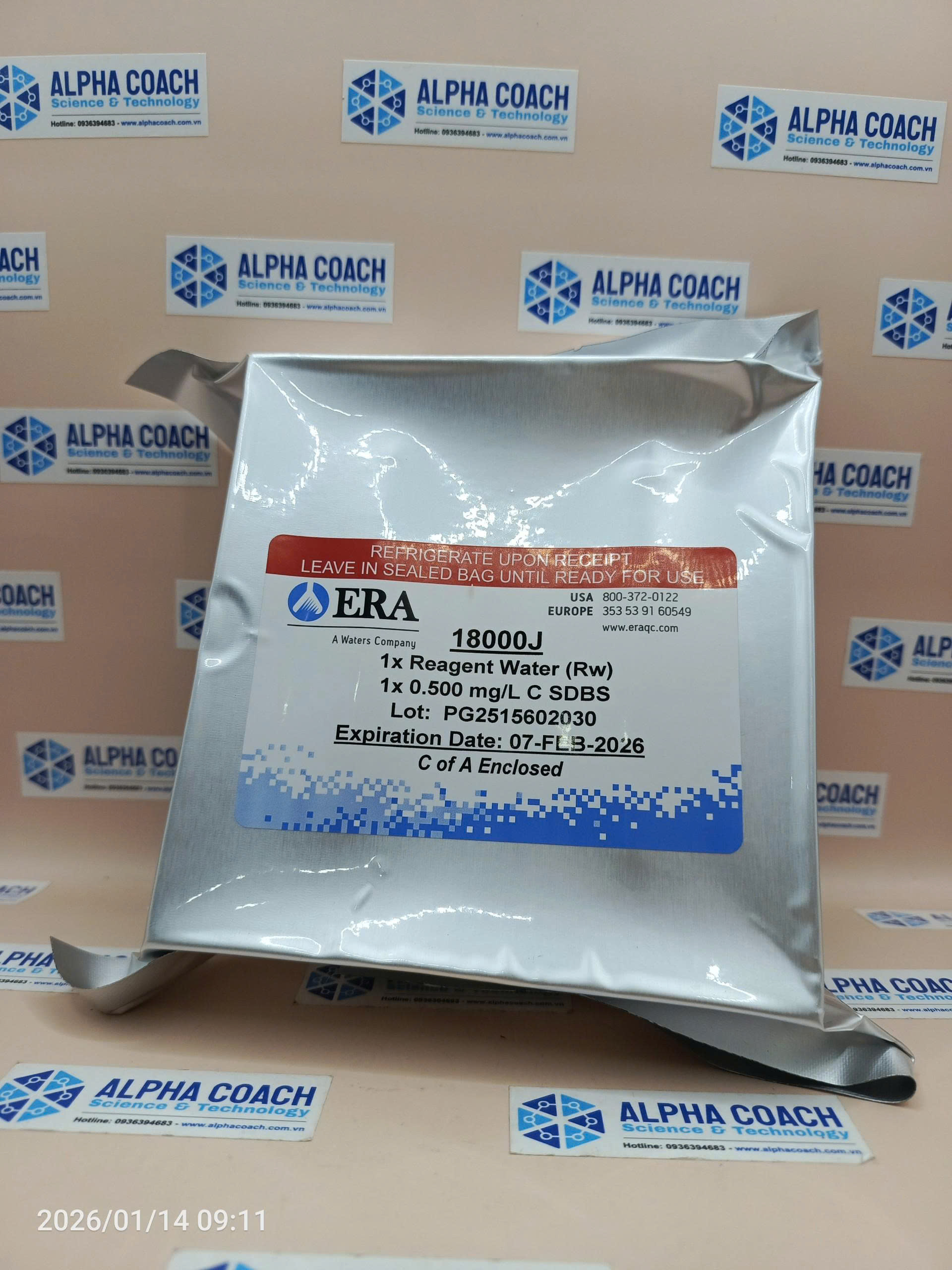 Bộ dung dịch chuẩn (CRM) đánh giá độ tương thích của thiết bị TOC theo tiêu chuẩn JP, 2x40ml, Hãng ERA/Waters, Mỹ