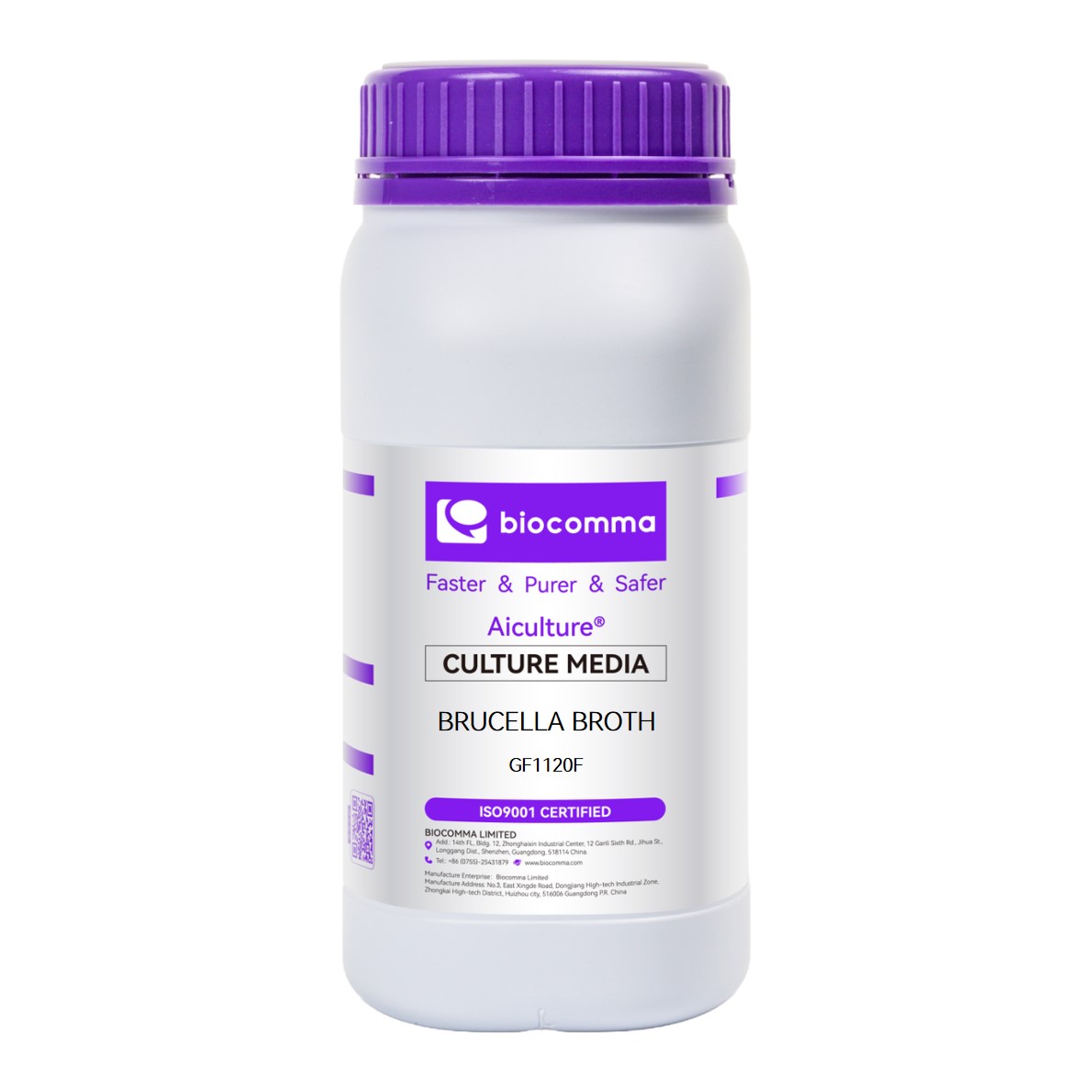 Môi trường vi sinh Brucella Broth, chai 500g, mã GF1120F, hãng Biocomma, TQ