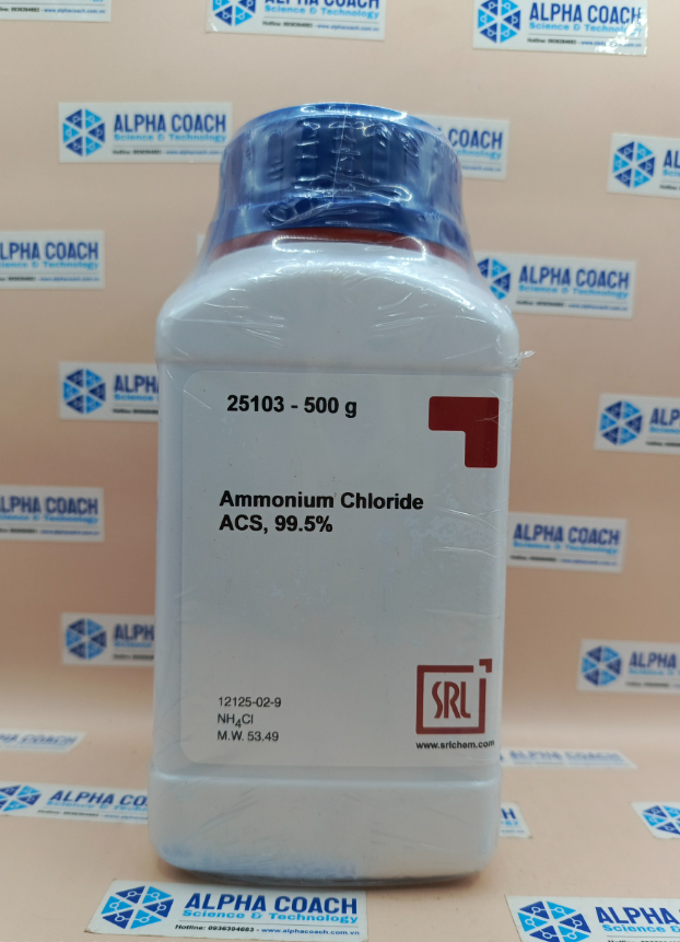 Hoá chất Ammonium Chloride ACS, 99.5%, chai 500g, hãng SRL, Ấn Độ