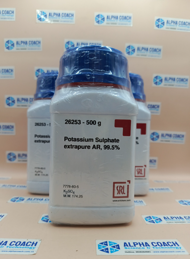 Hoá chất Potassium Sulphate extrapure AR, 99.5%, chai 500g, hãng SRL, Ấn Độ