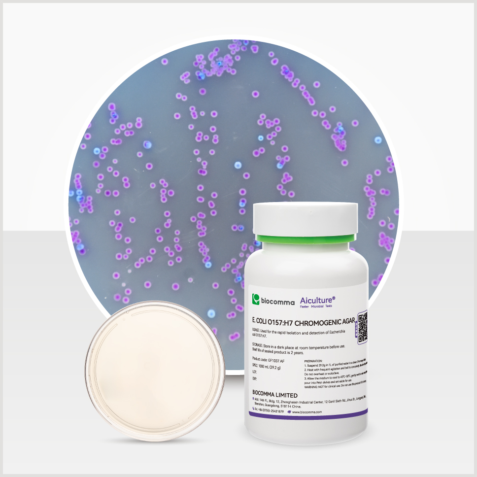 Môi trường vi sinh E.coli O157:H7 Chromogenic Agar, chai 100mL, mã GF1037AF, hãng Biocomma, TQ