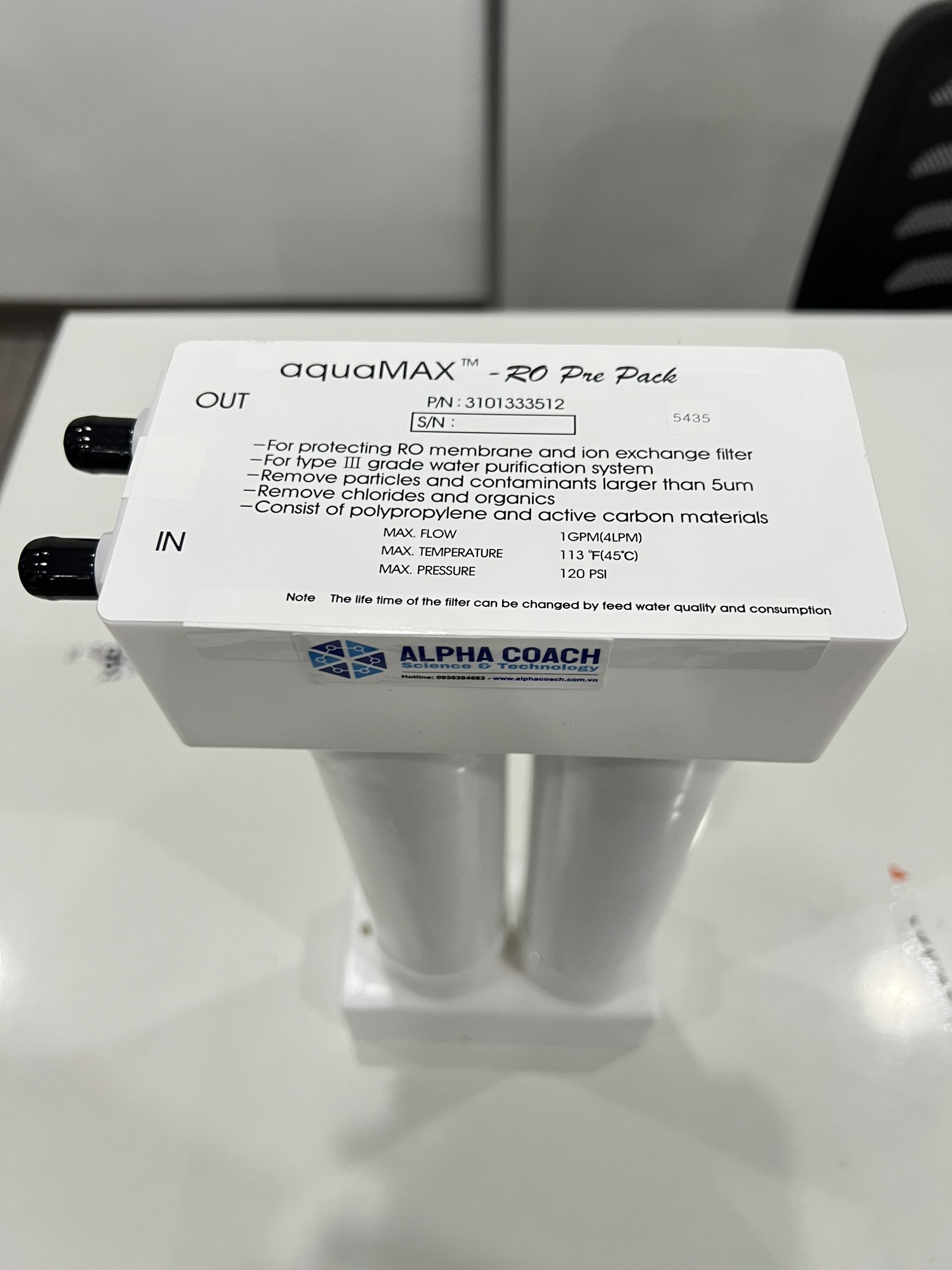 Cột lọc aqua MAX - R.O Pre Pack, P/N: 3101333512, hãng Young In Chromass, Hàn Quốc