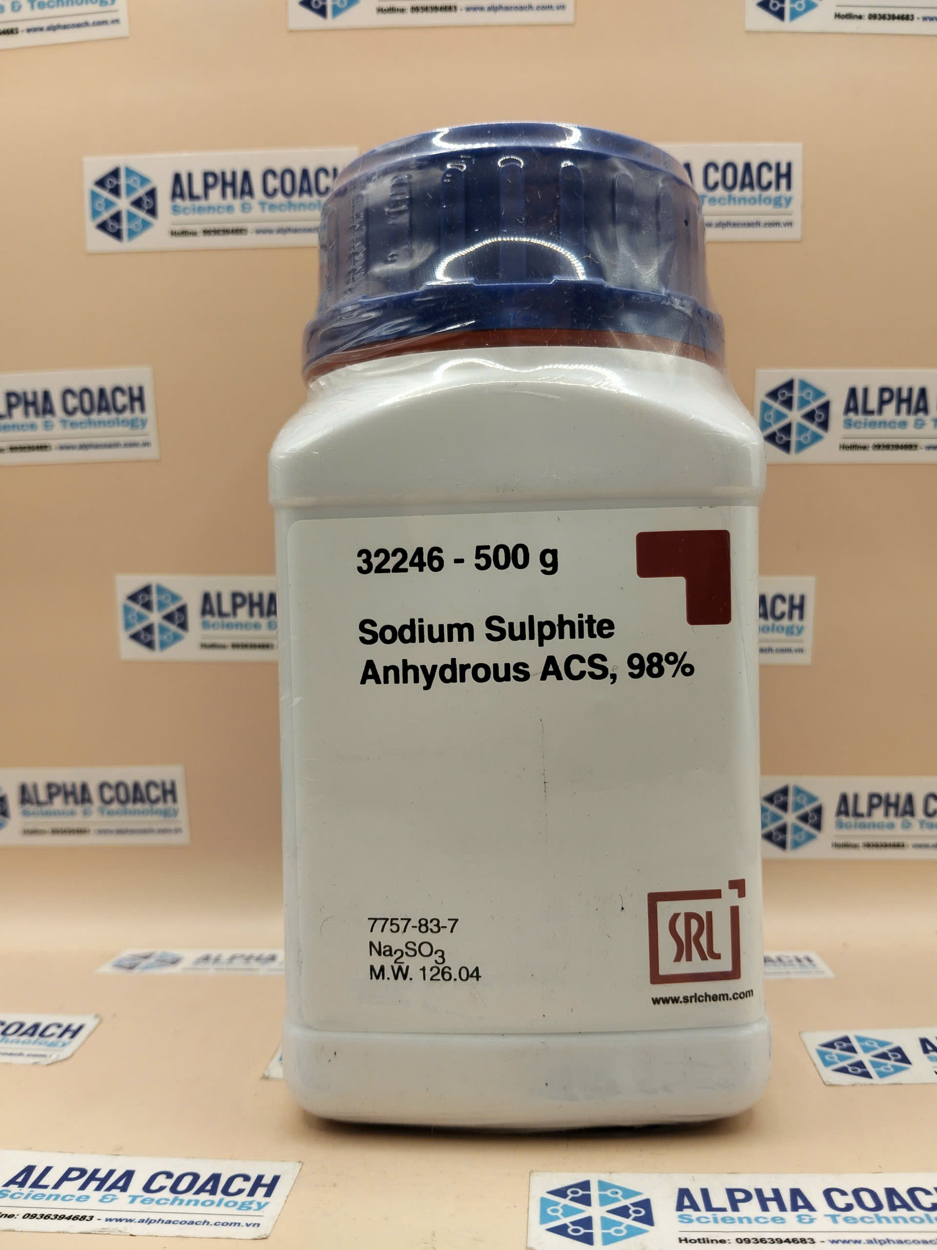 Hoá chất Sodium Sulphite Anhydrous ACS, 98%, chai 500g, hãng SRL, Ấn Độ
