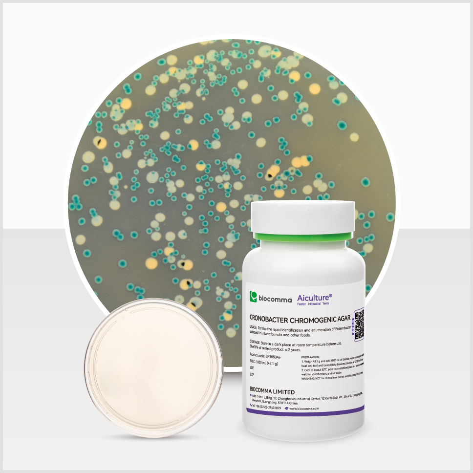 Môi trường vi sinh Cronobacter chromogenic Agar, chai 1000mL, mã GF1050AF, hãng Biocomma, TQ