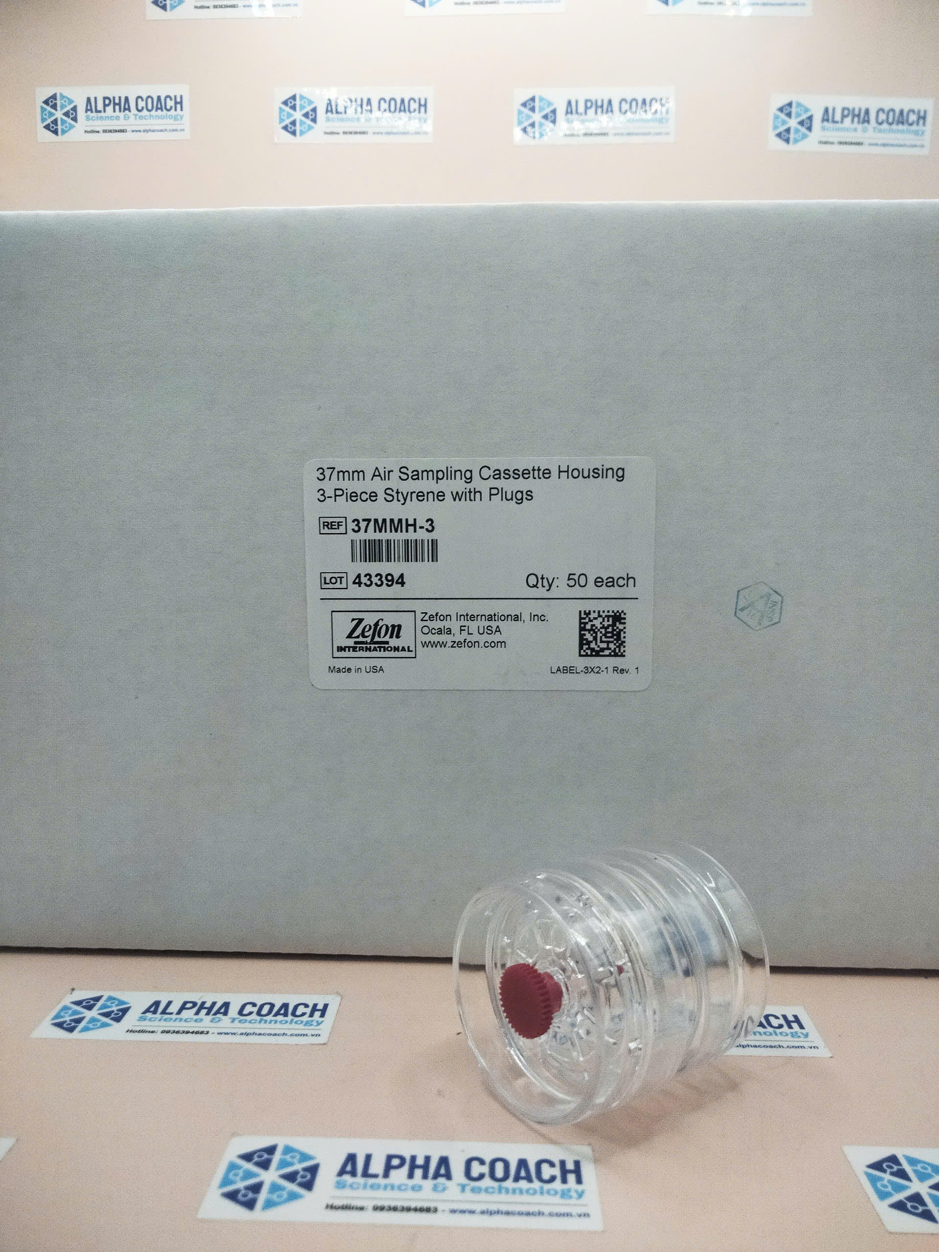 Khay đặt màng lọc 3 mảnh, vật liệu Styrene, đường kính 37mm, hãng Zefon, Mỹ