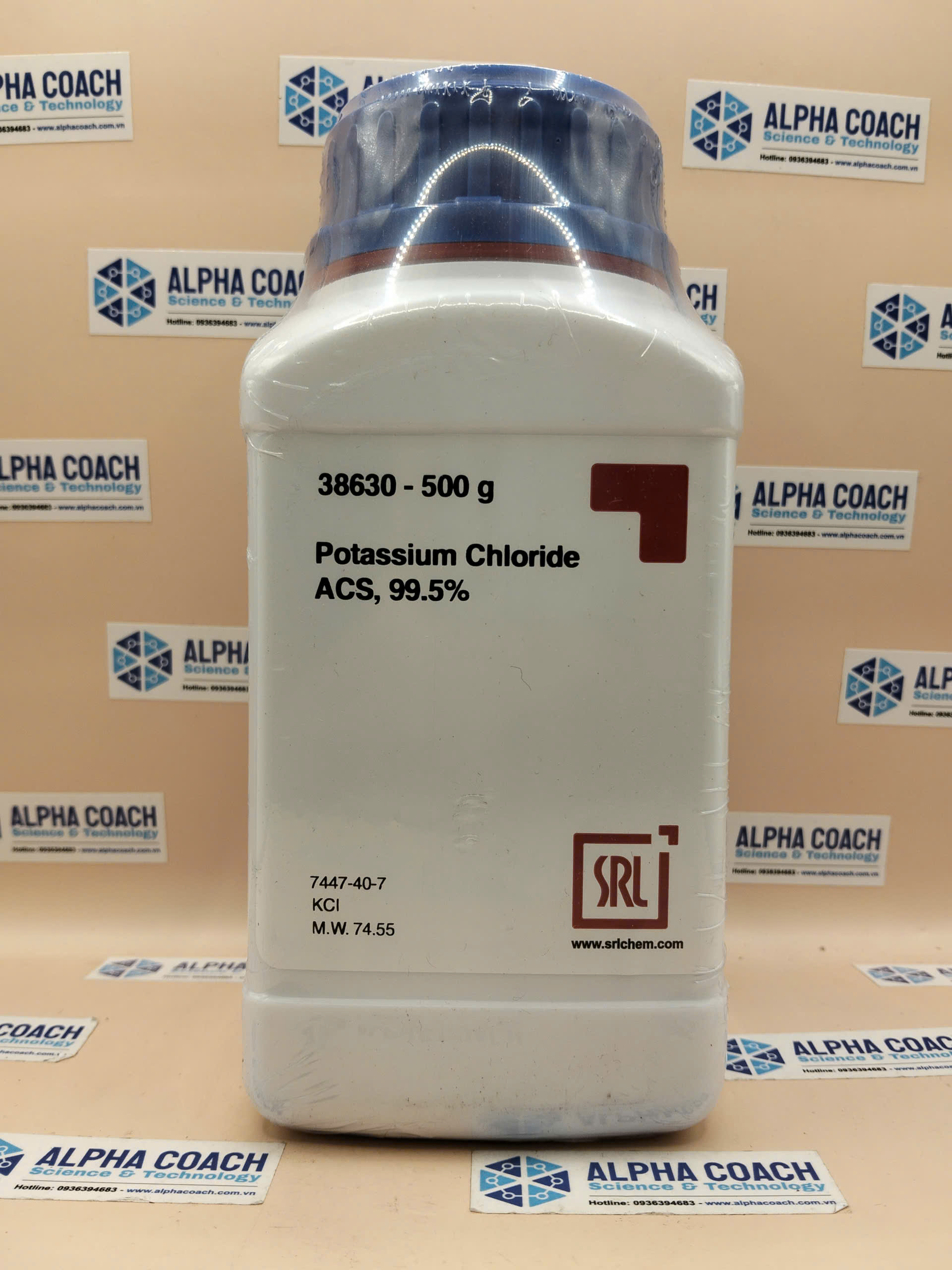 Hoá chất Potassium Chloride ACS, 99.5%, chai 500g, hãng SRL, Ấn Độ
