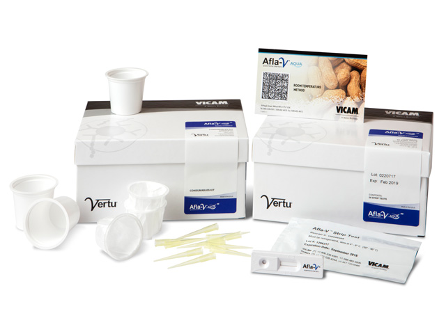 Bộ kit strip test định lượng Aflatoxin Afla-V AQUA IKA Peanuts & Peanut Paste Kit, mã 176004261PP, Hãng Vicam, Mỹ