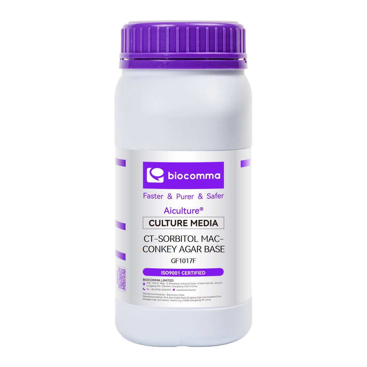 Môi trường vi sinh Modified MacConkey Sorbitol Agar (CT-SMAC), chai 500g, mã GF1017F, hãng Biocomma, TQ