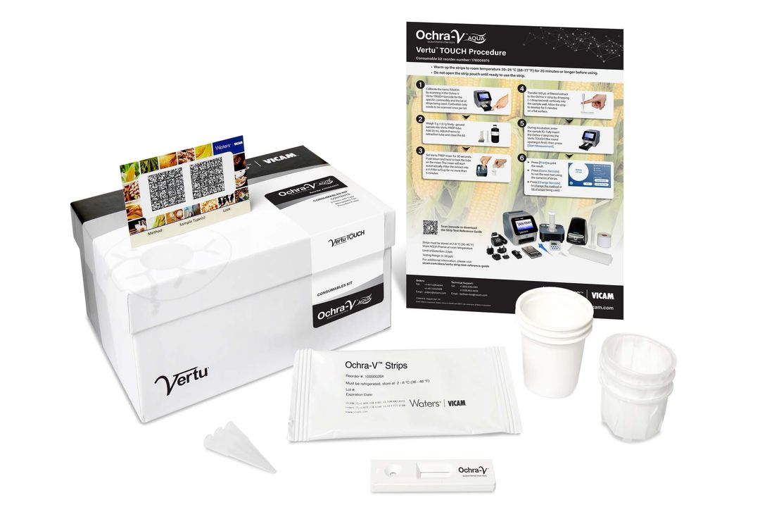 Bộ kit strip test định lượng Ochratoxin Ochra-V AQUA VT Kit, cho lúa mạch, mã 176004975E, Hãng Vicam, Mỹ