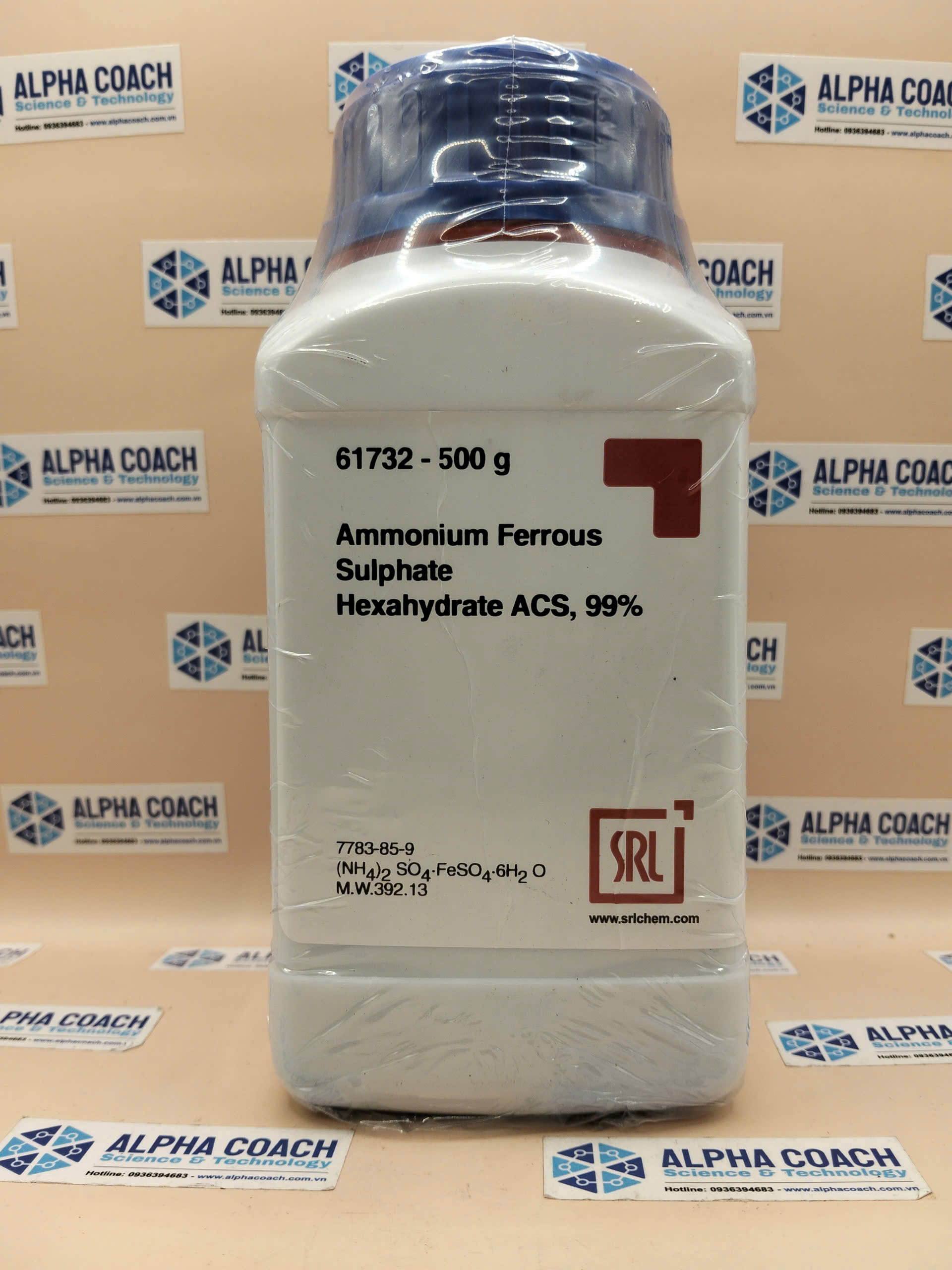 Hoá chất Ammonium Ferrous Sulphate Hexahydrate ACS, 99%, chai 500g, hãng SRL, Ấn Độ