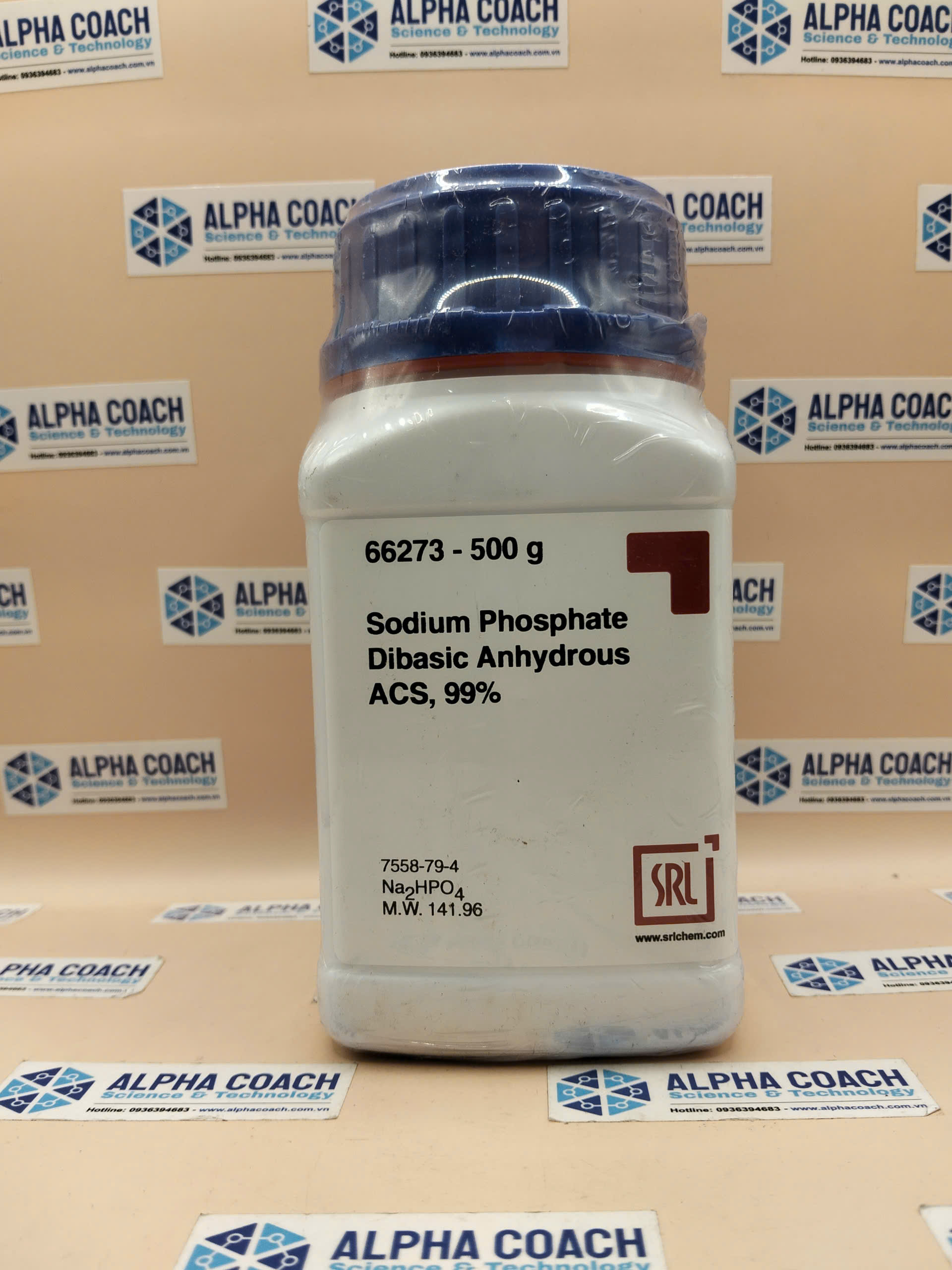 Hoá chất Sodium Phosphate Dibasic Anhydrous ACS, 99%, chai 500g, hãng SRL, Ấn Độ