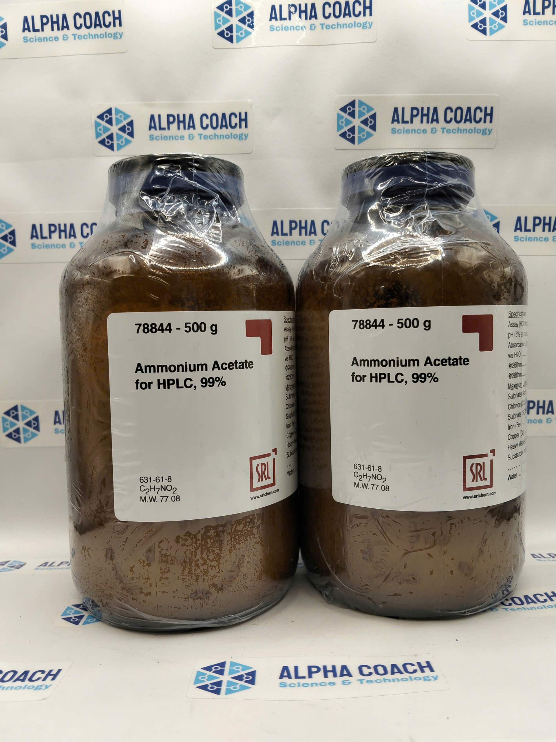 Hoá chất Ammonium Acetate for HPLC, 99%, mã: 78844, lọ 500g, hãng SRL, Ấn Độ
