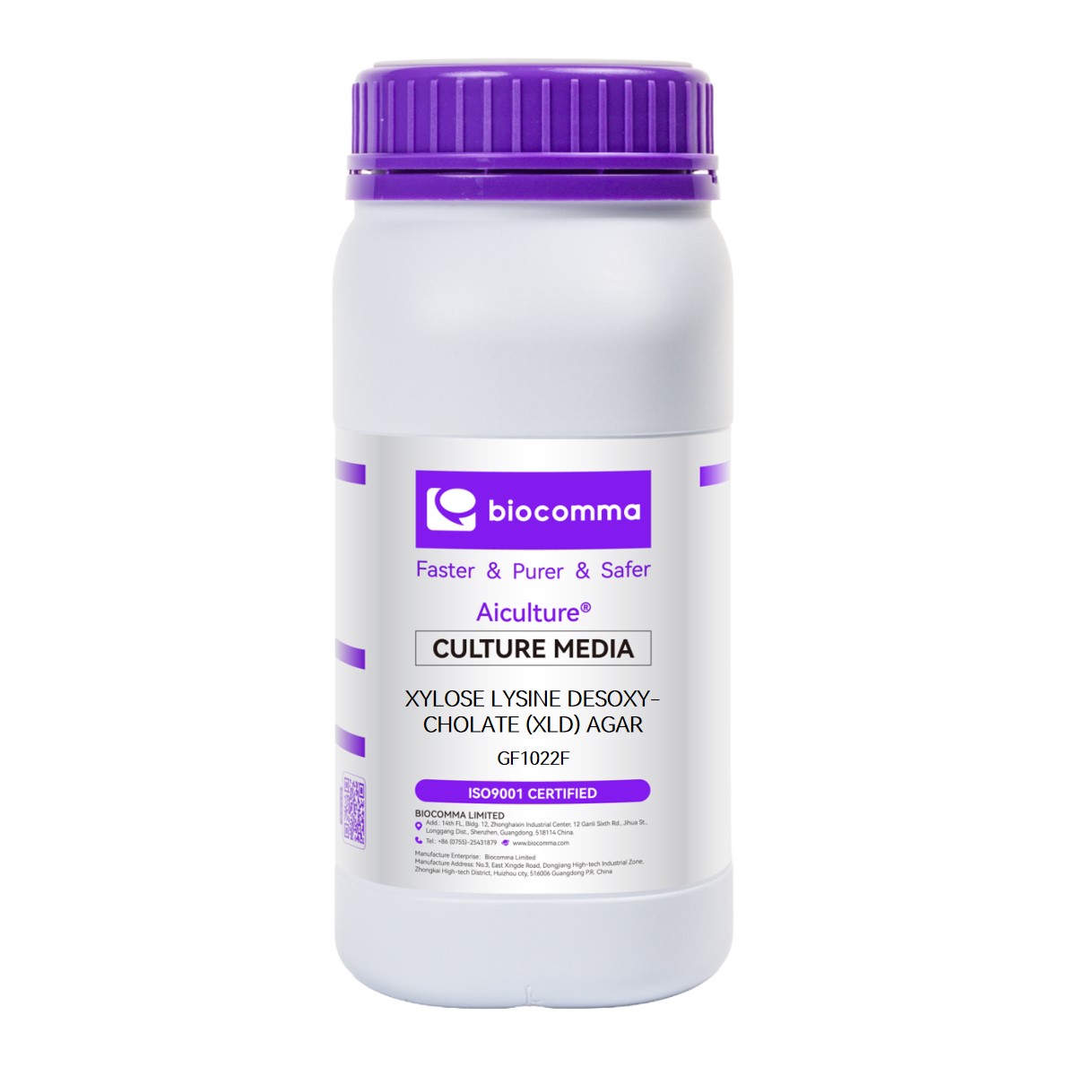 Môi trường vi sinh Xylose Lysine Desoxycholate (XLD) Agar, chai 500g, mã GF1022F, hãng Biocomma, TQ