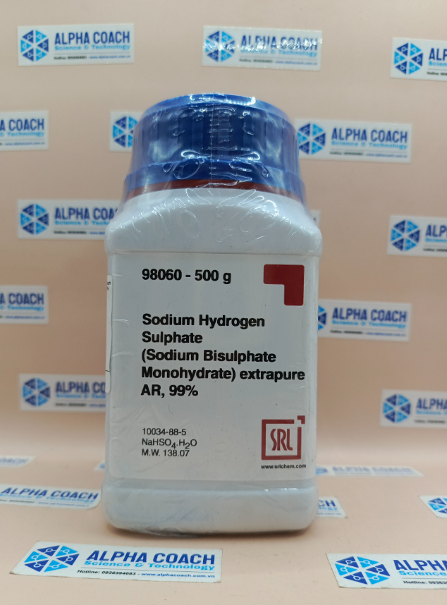Hoá chất Sodium Hydrogen Sulphate (Sodium Bisulphate Monohydrate) extrapure AR, 99%, chai 500g, hãng SRL, Ấn Độ