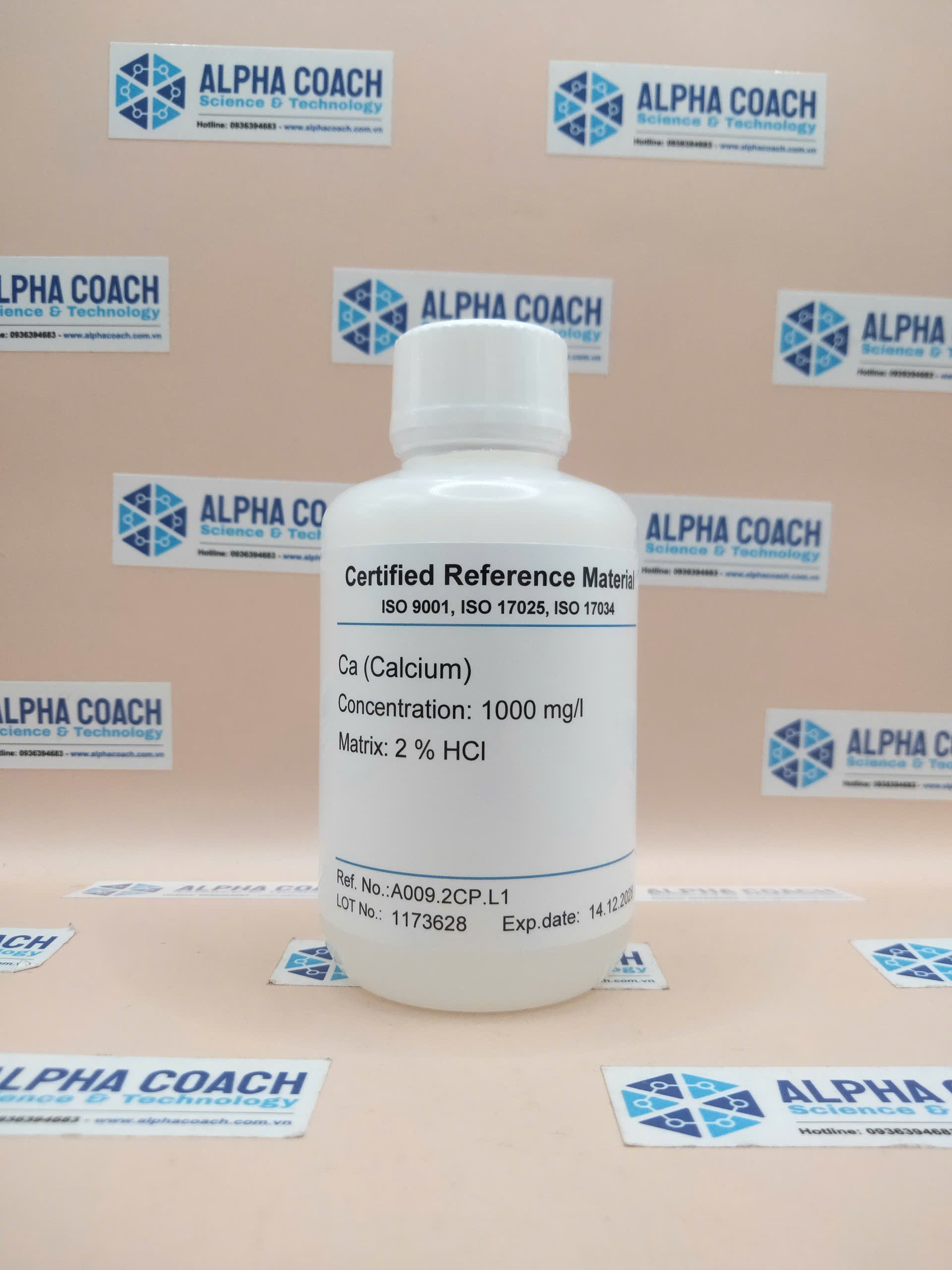 Dung dịch chuẩn AAS - Calcium (Ca) 1000 mg/L, mã A009.2CP.L1, chai 100mL, hãng CPAchem, Bungari