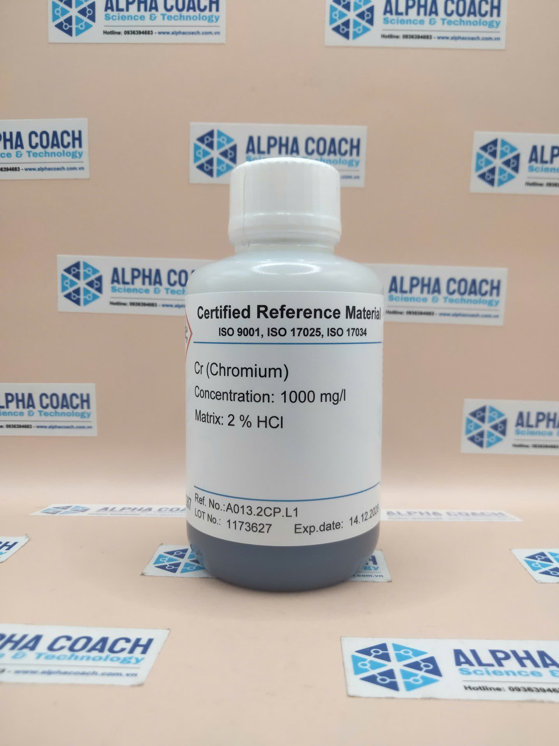 Dung dịch chuẩn AAS - Chromium (Cr) 1000 mg/L, mã A013.2CP.L1, chai 100mL, hãng CPAchem, Bungari