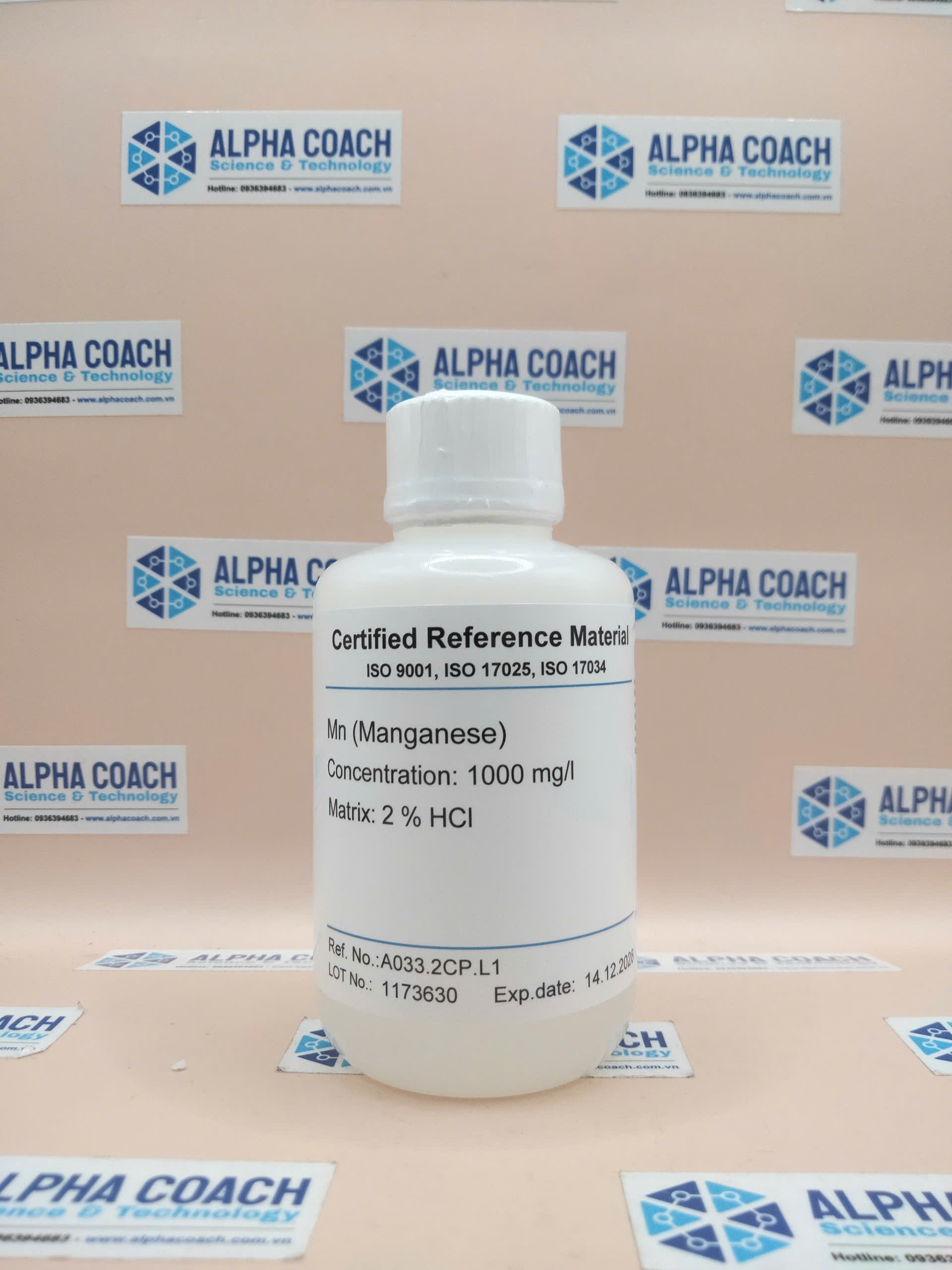 Dung dịch chuẩn AAS - Manganese (Mn) 1000 mg/L, mã A033.2CP.L1, chai 100mL, hãng CPAchem, Bungari