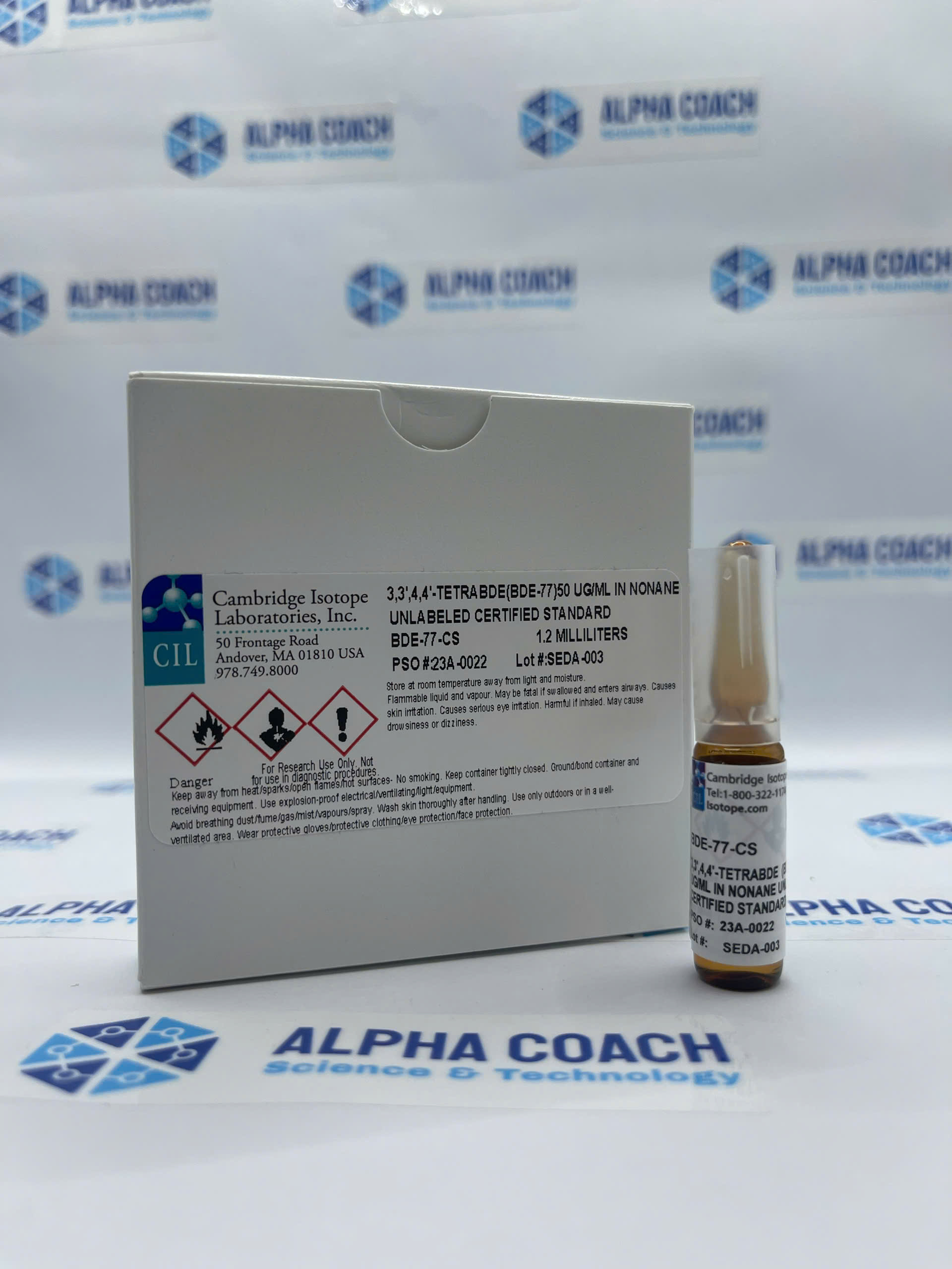 Dung dịch chuẩn 3,3′,4,4′-TetraBDE (BDE-77) (unlabeled) 50 ug/mL, mã BDE-77-CS, lọ 1.2 ml, hãng CIL, Mỹ