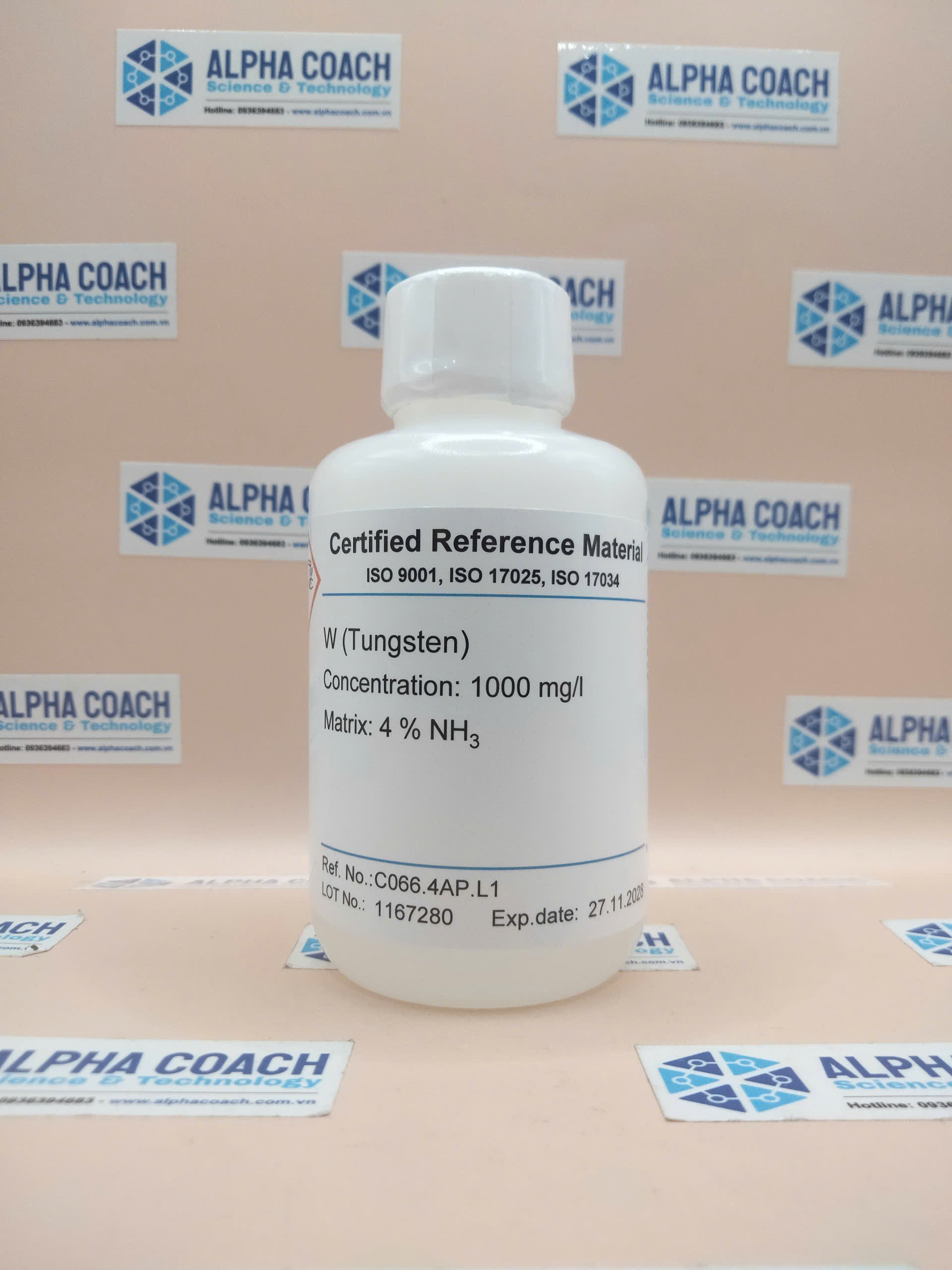 Dung dịch chuẩn ICP - Tungsten (W) - 1000 mg/L, mã C066.4AP.L1, chai 100mL, hãng CPAChem, Bungari