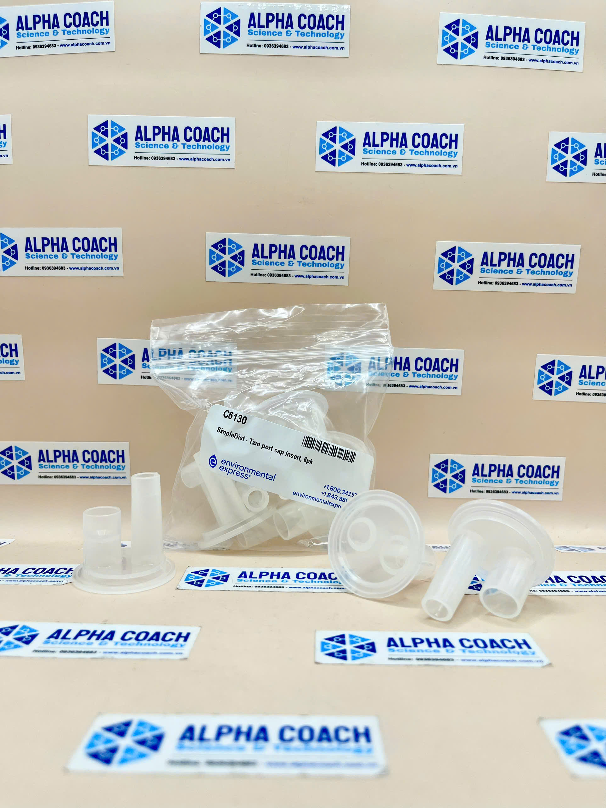 Nắp chèn hai cổng SimpleDist, 6 Cái/gói, mã C6130, hãng Environmental Express, Mỹ