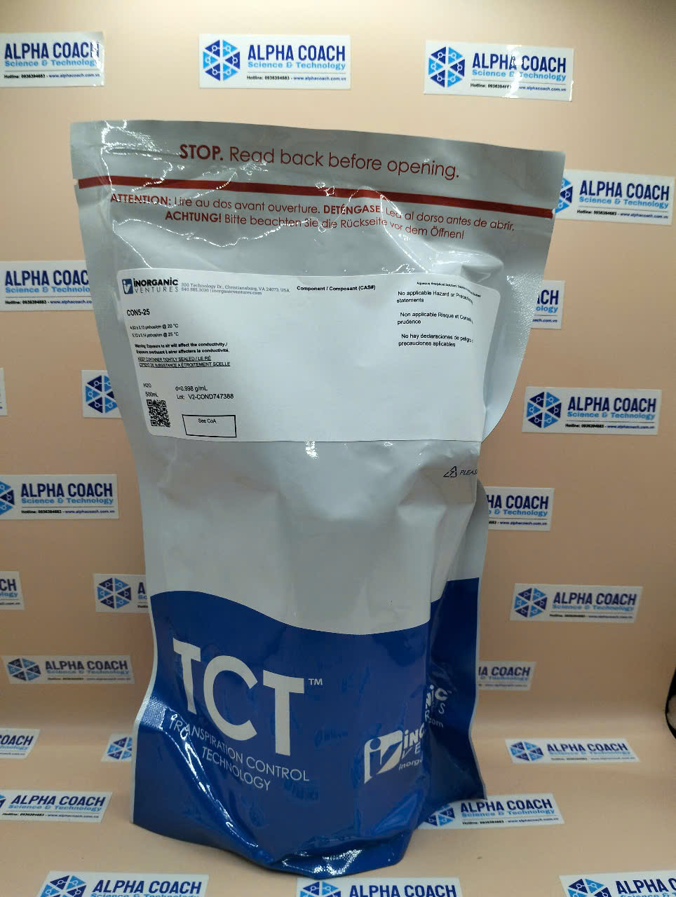 Dung dịch chuẩn Độ dẫn điện 5 µs/cm, mã CON5-25, hãng IV, Mỹ