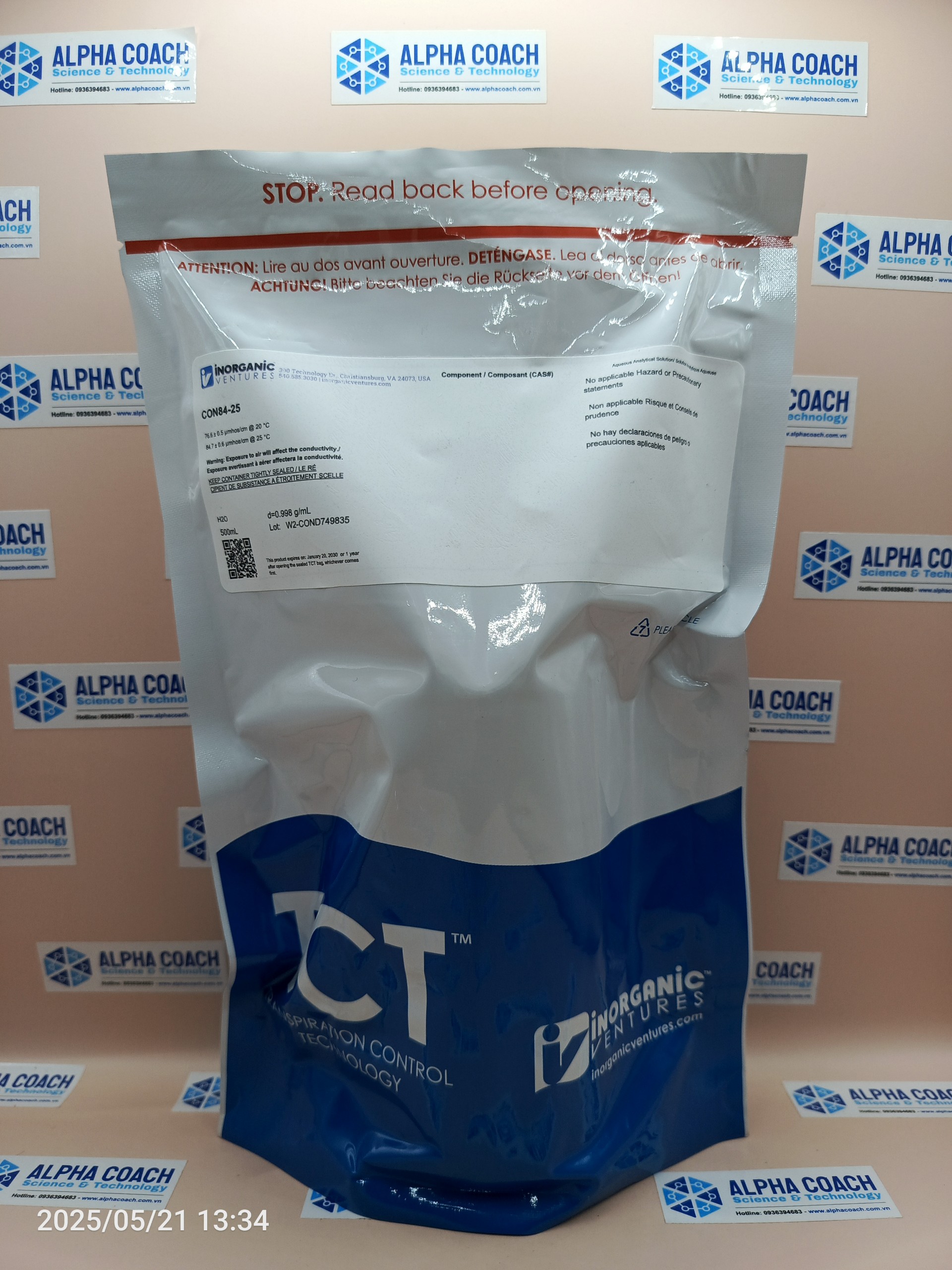 Dung dịch chuẩn Độ dẫn điện 84 µs/cm, mã CON84-25, hãng IV-Mỹ