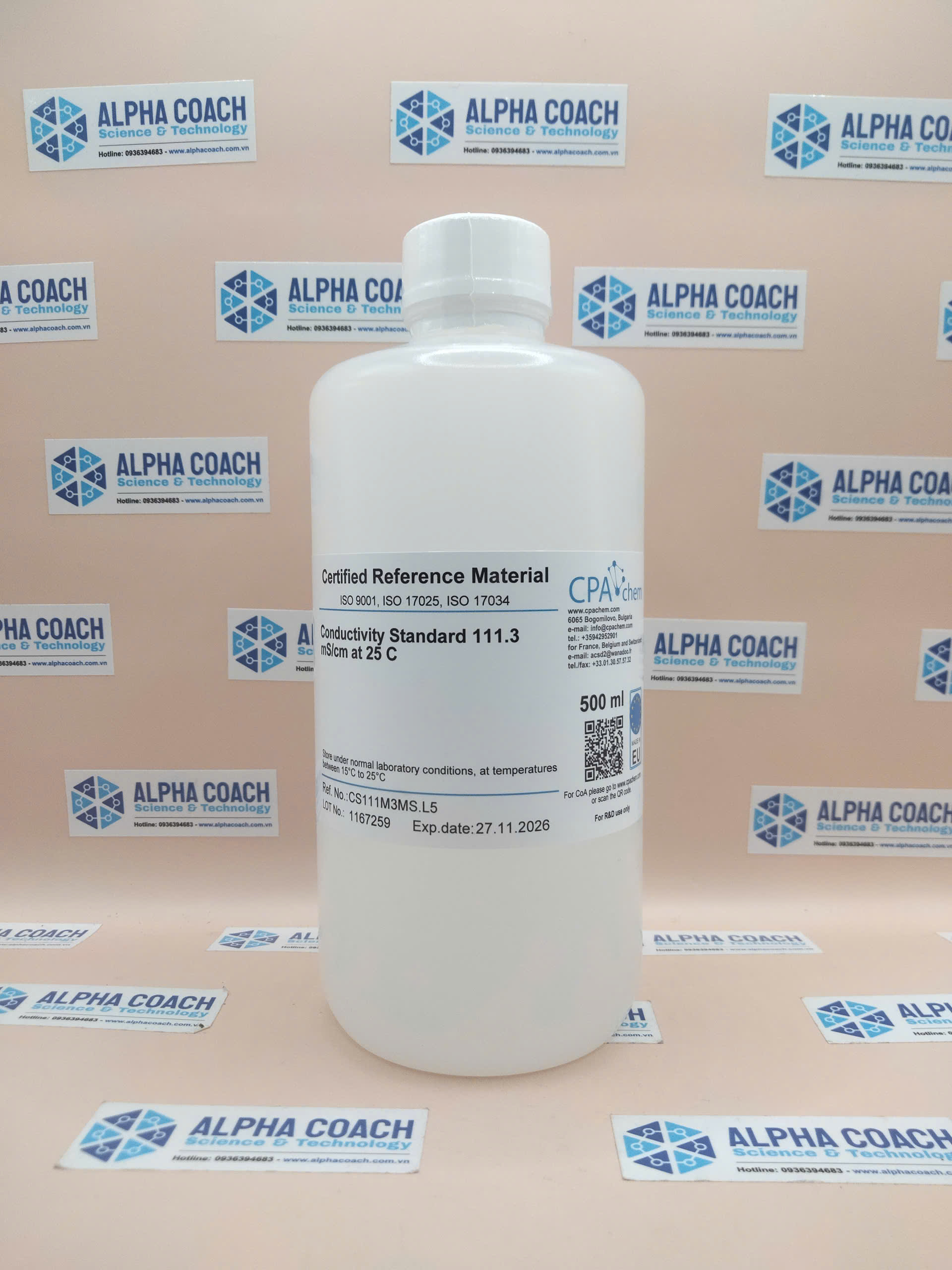 Dung dịch chuẩn Độ dẫn 111.3 mS/cm, mã CS111M3MS.L5, CPAchem - Bungari