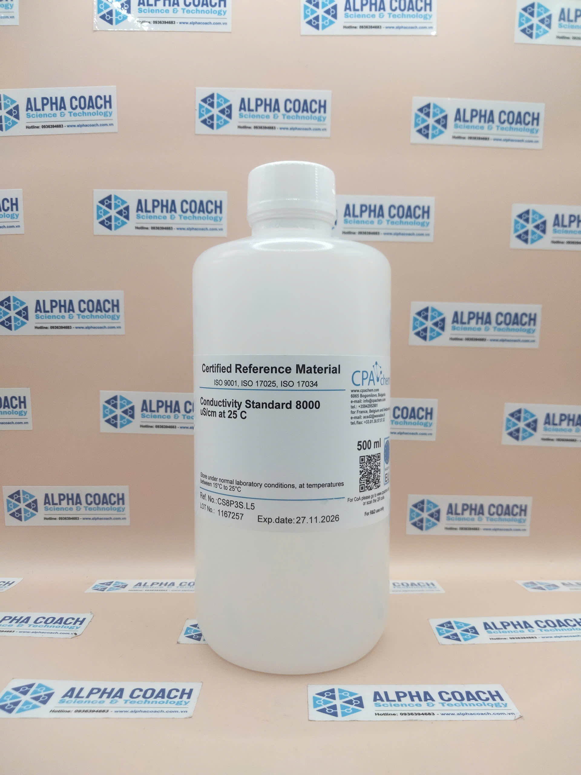 Dung dịch chuẩn Độ dẫn 8000uS/cm, chai 500mL, CPAchem