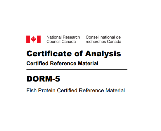 Mẫu chuẩn (CRM) DORM-5, PROTEIN CÁ (Total trace element), 18g/mẫu, Hội đồng Nghiên cứu Quốc gia Canada (NRC)