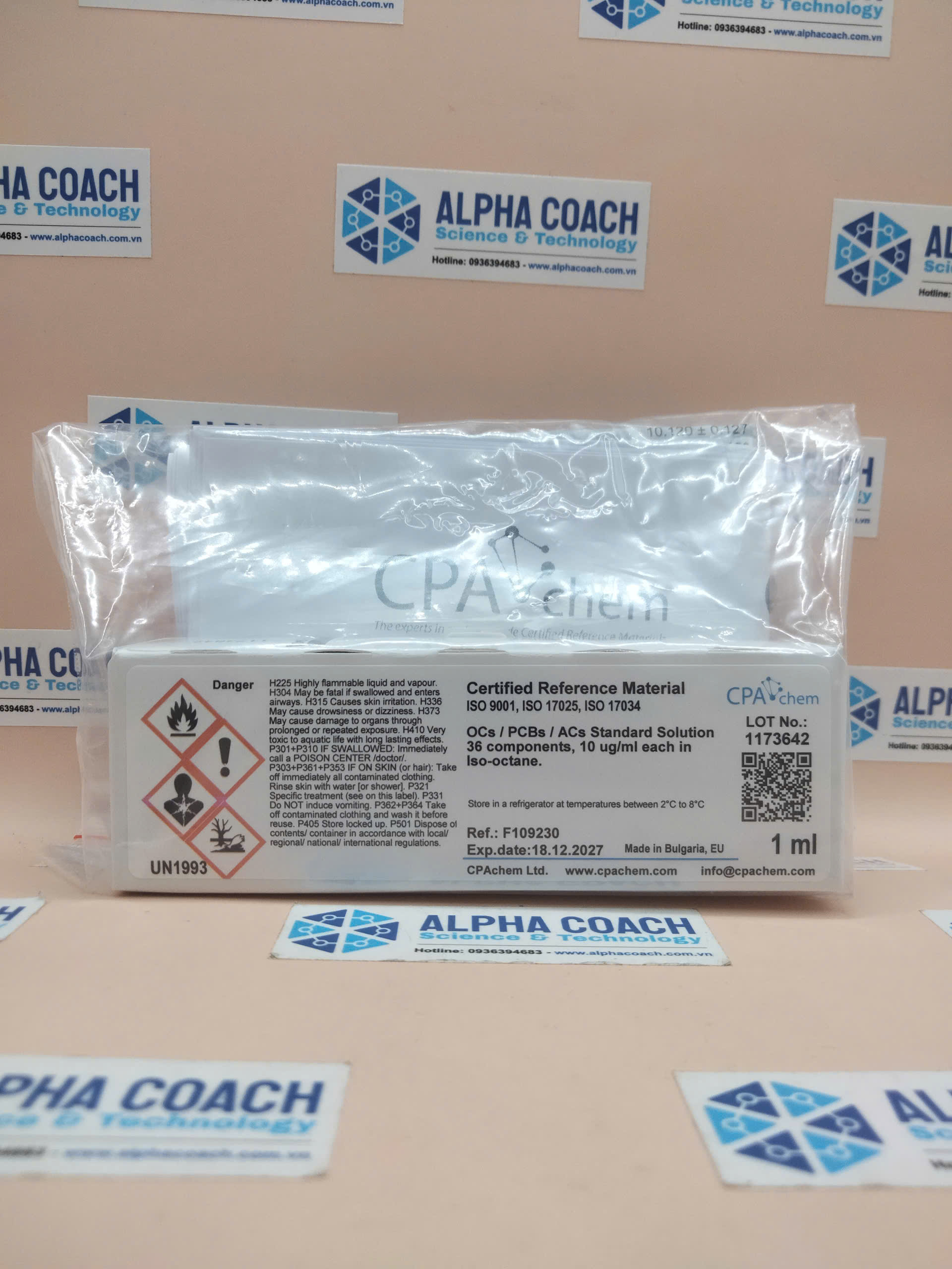 Dung dịch chuẩn OCs / PCBs / ACs (ISO 6468) 10ug/ml, mã F109230, lọ 1ml, hãng CPAchem, Bungari