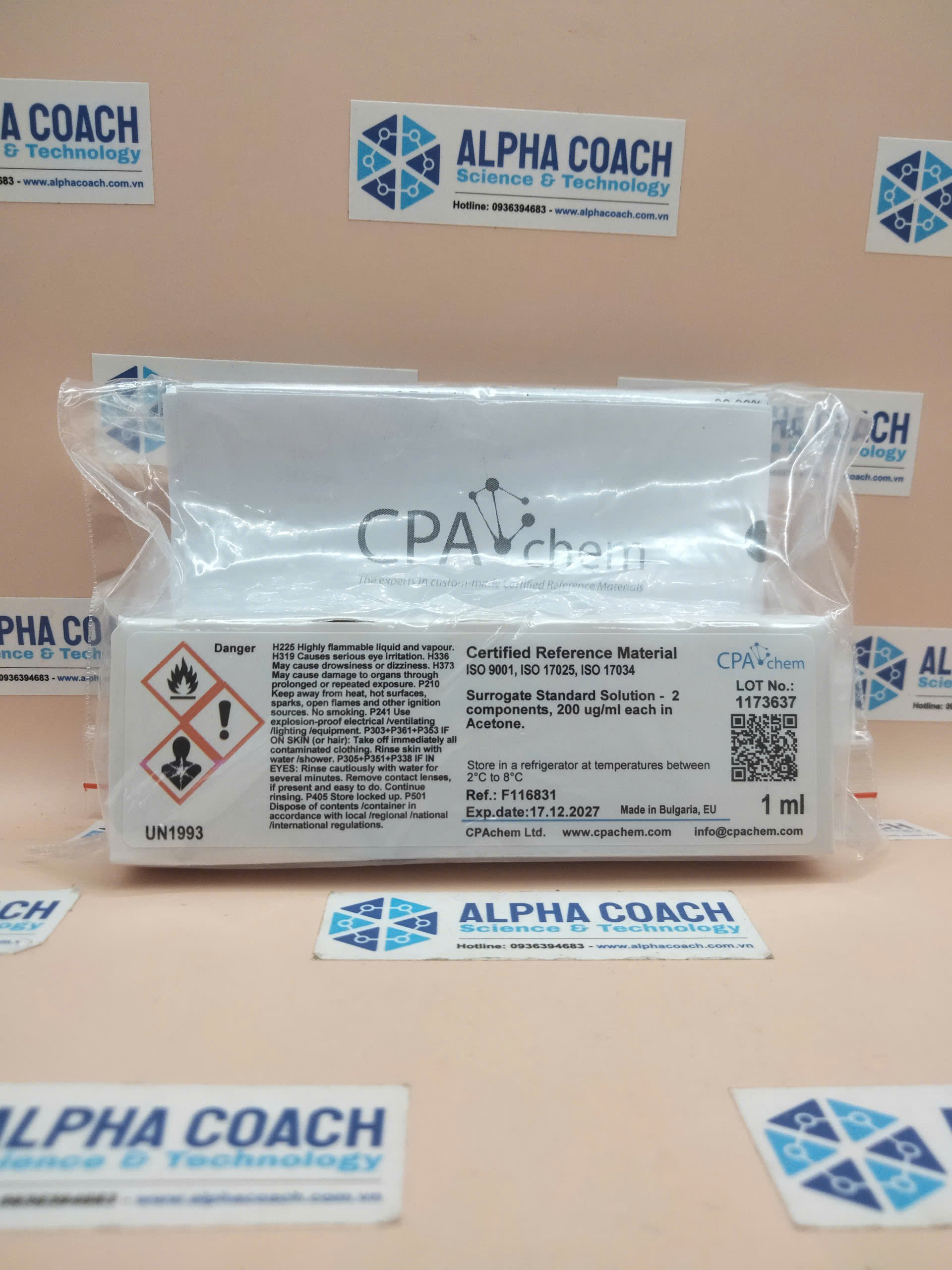 Dung dịch chuẩn đồng hành EPA 8080A - 2 thành phần 200ug/ml, mã F116831, hãng CPAchem, Bungari