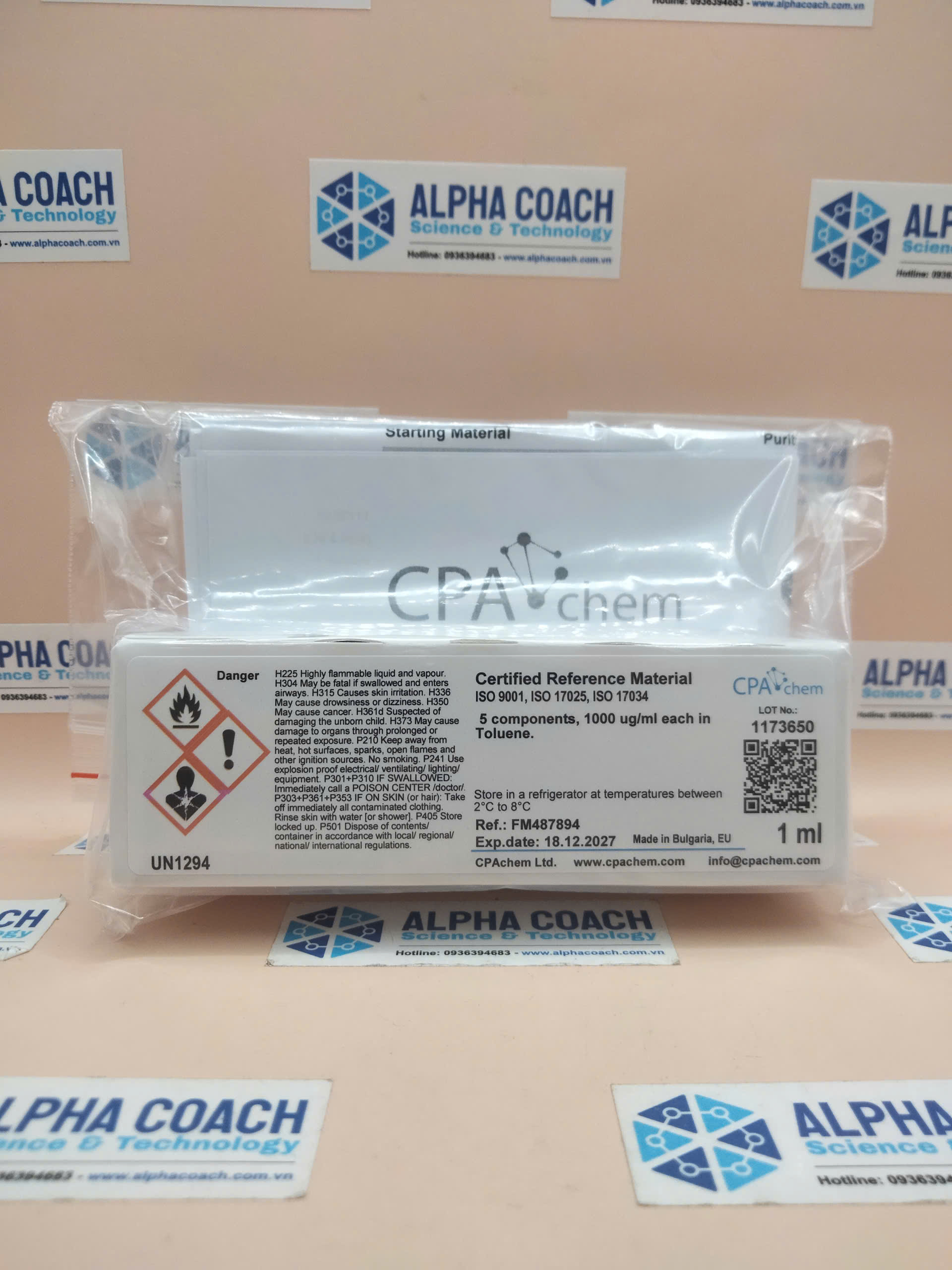 Dung dịch chuẩn PAH’s 1000ug/ml, mã FM487894, Lọ 1 ml, hãng CPAchem, Bungari