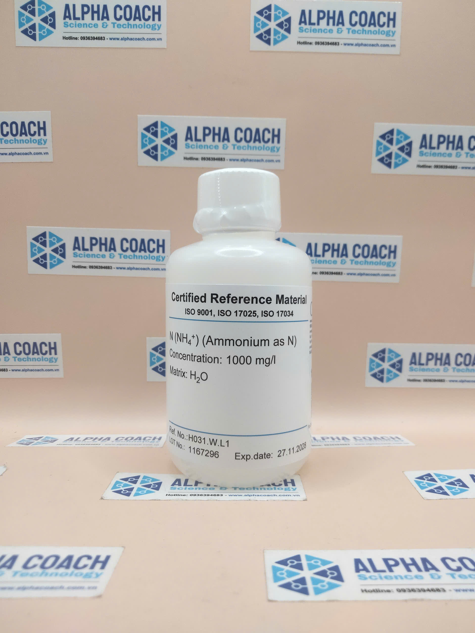 Dung dịch chuẩn IC - Ammonium as N (NH4+ (as N)) 1000 mg/l, mã H031.W.L1, chai 100ml, hãng CPAchem, Bungari