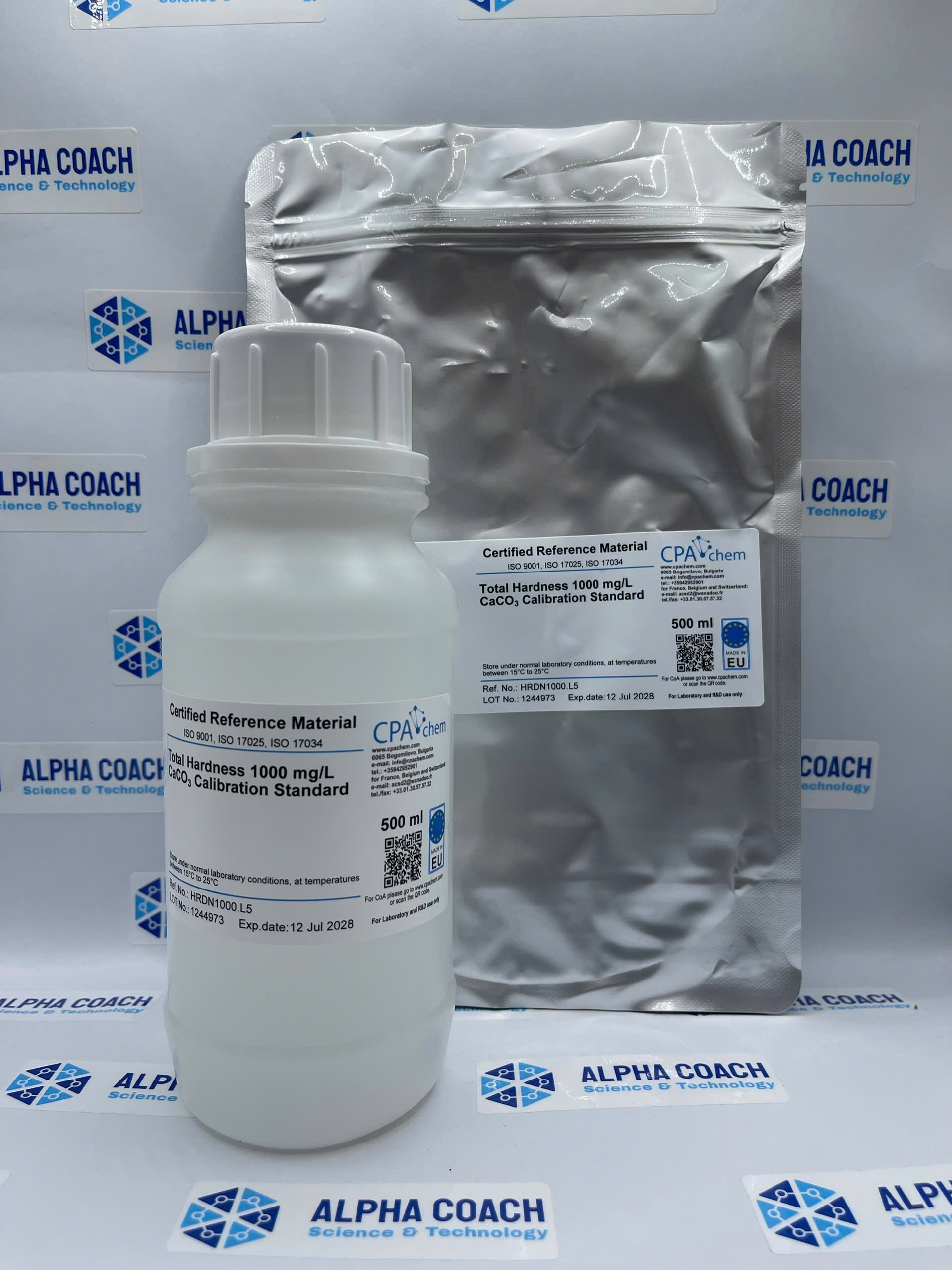 Dung dịch chuẩn Tổng độ cứng 1000mg/L CaCO3, mã HRDN1000.L5, hãng CPAchem - Bungari