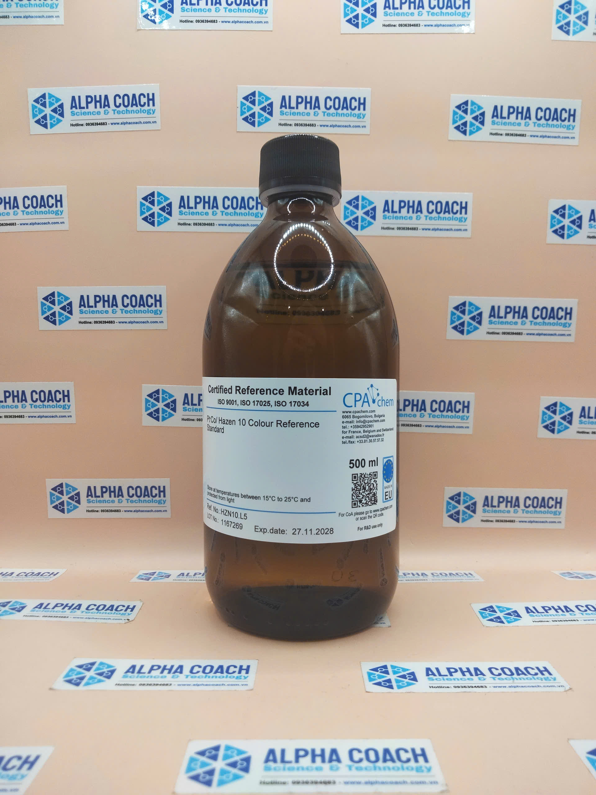 Dung dịch chuẩn Độ màu 10 Pt-Co, chai 500mL, CPAchem