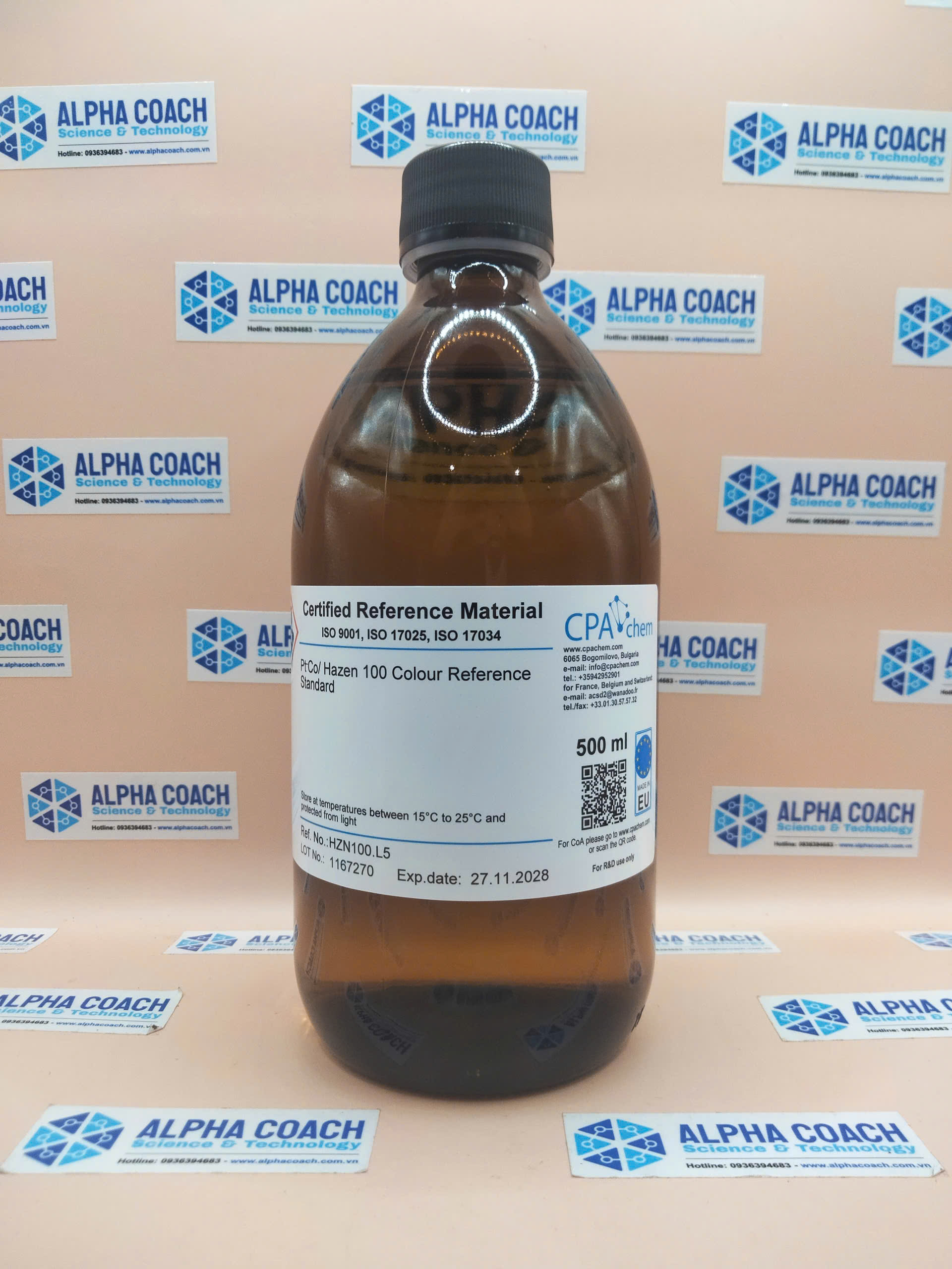 Dung dịch chuẩn Độ màu 100 Pt-Co, chai 500mL, CPAchem