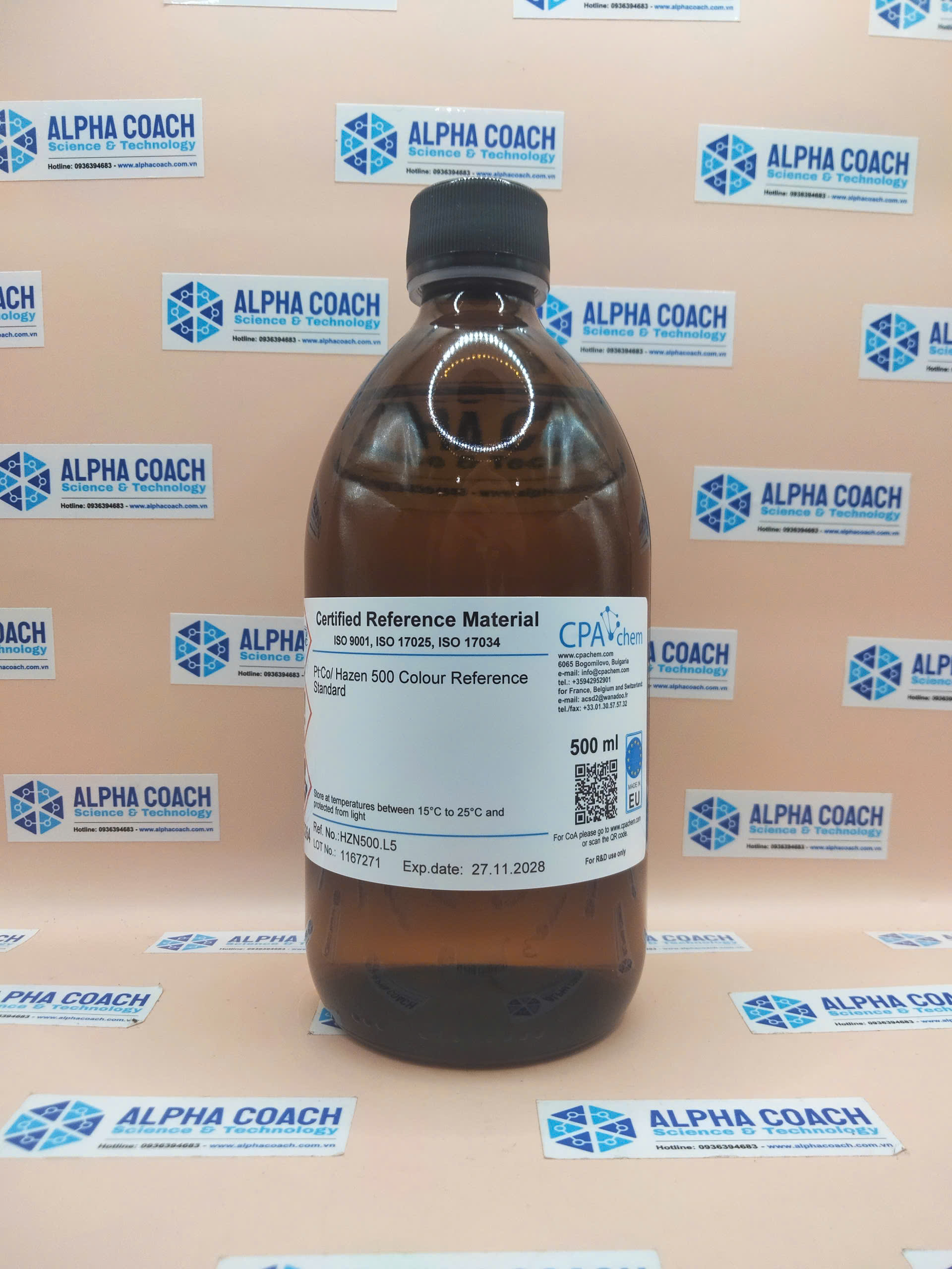 Dung dịch chuẩn Độ màu 500 Pt-Co, mã HZN500.L5, hãng CPAchem, Bungari