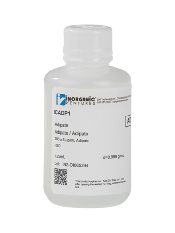 Dung dịch chuẩn Adipate 1000ug/mL, mã ICADP1-125ML, chai 125ml, hãng IV, Mỹ 