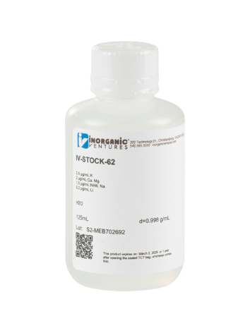 Dung dịch chuẩn hiệu chuẩn/kiểm soát chất lượng IC 6 cation, mã IV-STOCK-62-125ML, chai 125ml, hãng IV, Mỹ 