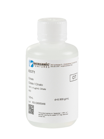 Dung dịch chuẩn Citrate 1000ug/mL, mã ICCIT1, hãng IV, Mỹ 