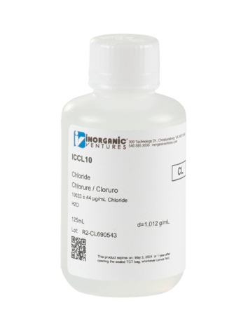 Dung dịch chuẩn Chloride 10,000ug/mL, mã ICCL10, hãng IV, Mỹ 