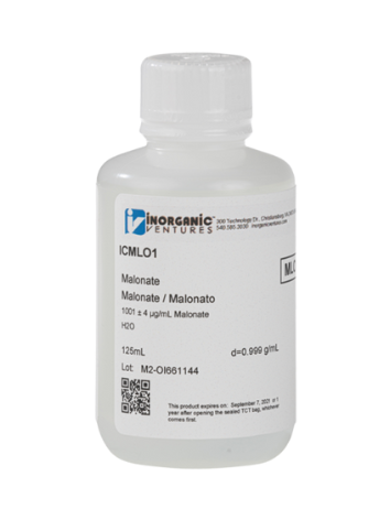 Dung dịch chuẩn Malonate 1000ug/mL, mã ICMLO1-125ML, chai 125ml, hãng IV, Mỹ 