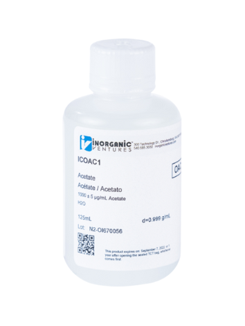 Dung dịch chuẩn Acetate 1000ug/mL, mã ICOAC1, hãng IV, Mỹ 