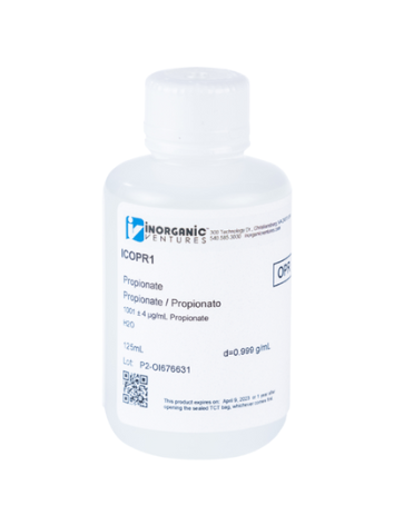 Dung dịch chuẩn Propionate 1000ug/mL, mã ICOPR1-125ML, chai 125ml, hãng IV, Mỹ 