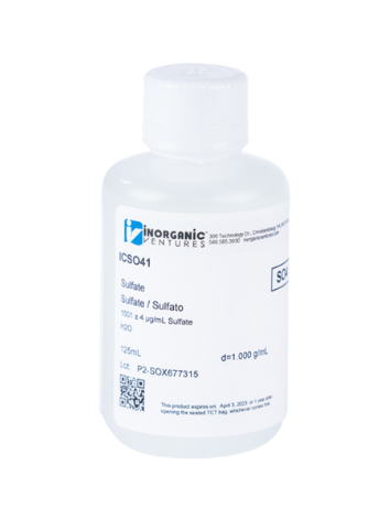 Dung dịch chuẩn Sulfate 1000ug/mL, mã ICSO41, hãng IV, Mỹ 