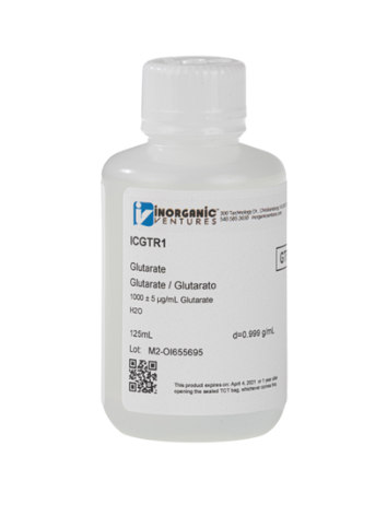 Dung dịch chuẩn Glutarate 1000ug/mL, mã ICGTR1-125ML, chai 125ml, hãng IV, Mỹ 