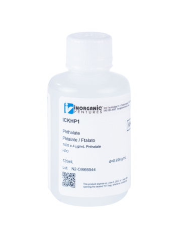 Dung dịch chuẩn Phthalate 1000ug/mL, mã ICKHP1-125ML, chai 125ml, hãng IV, Mỹ 