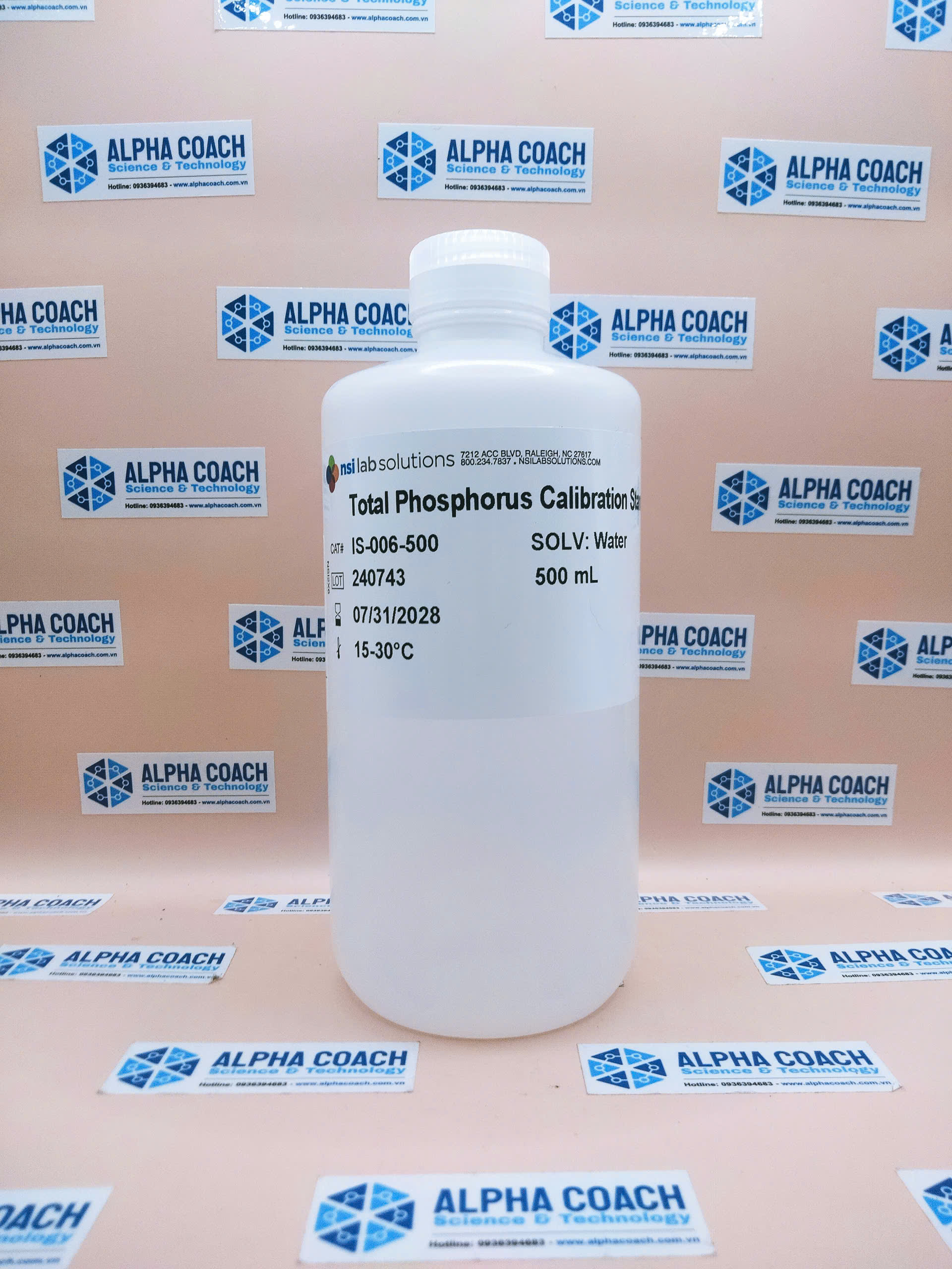 Dung dịch chuẩn tổng P 1000mg/L, chai 500mL, hãng NSI, Mỹ