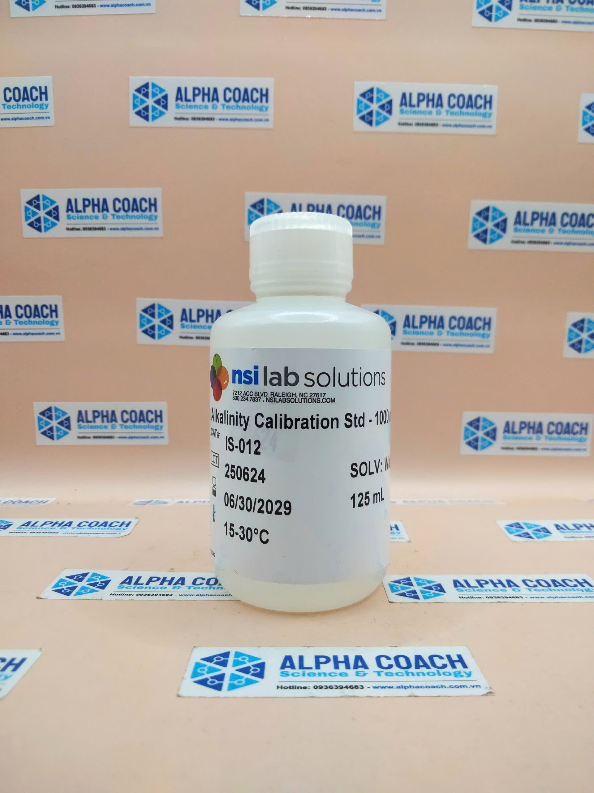 Dung dịch chuẩn độ kiềm - Alkalinity 1000mg/L in water, mã IS-012, hãng NSI - Mỹ